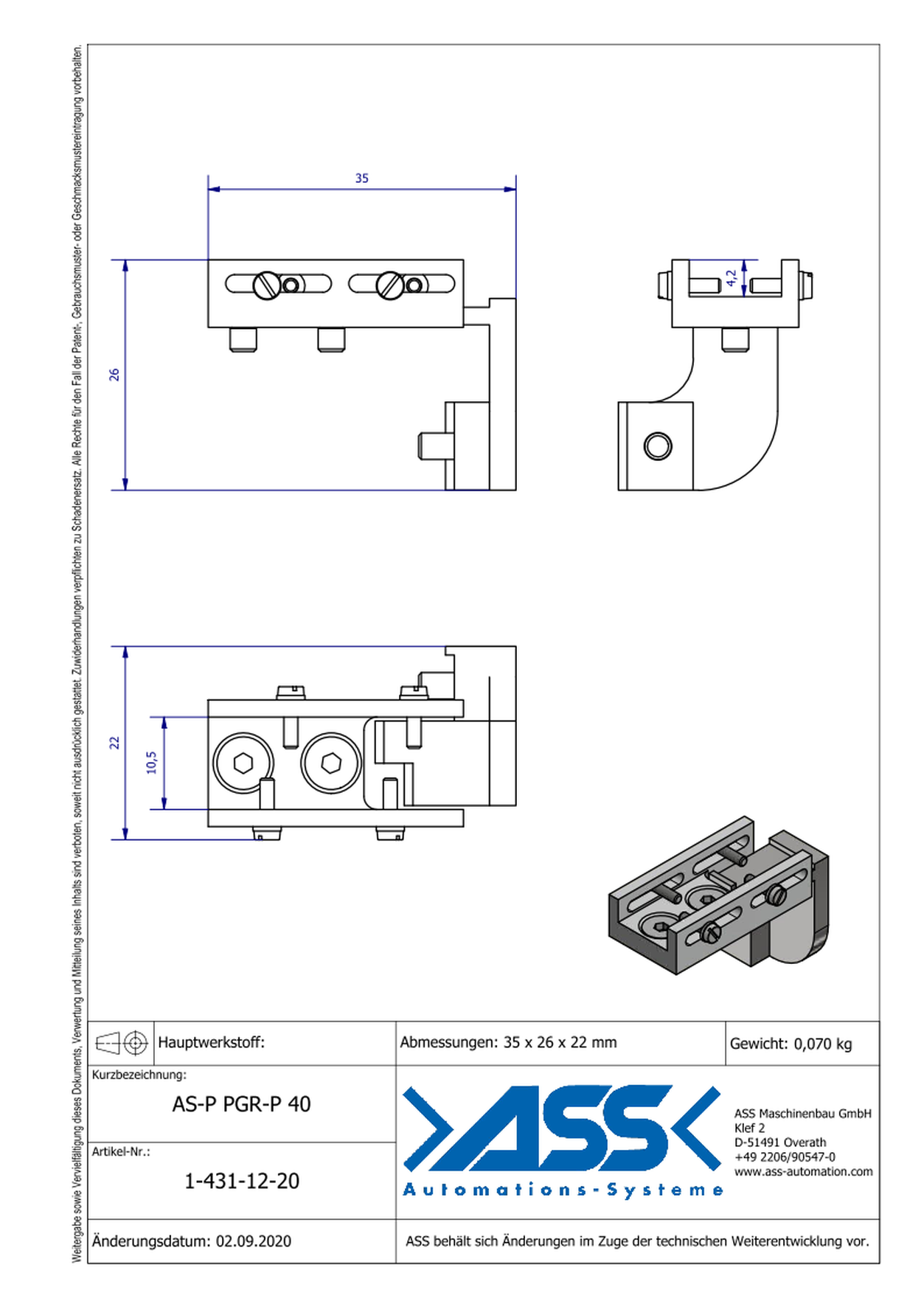 AS-P PGR-P 40 Sensor Bracket Precise for PGR-P