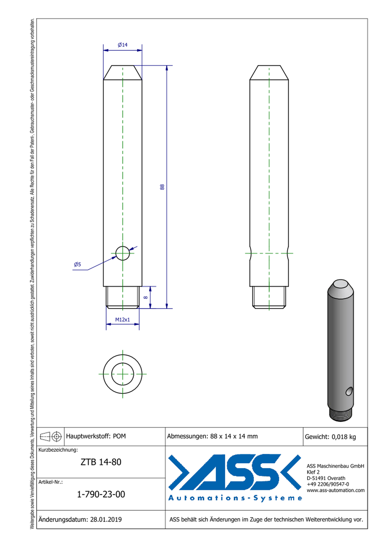 ZTB 14-80 Centering Pin