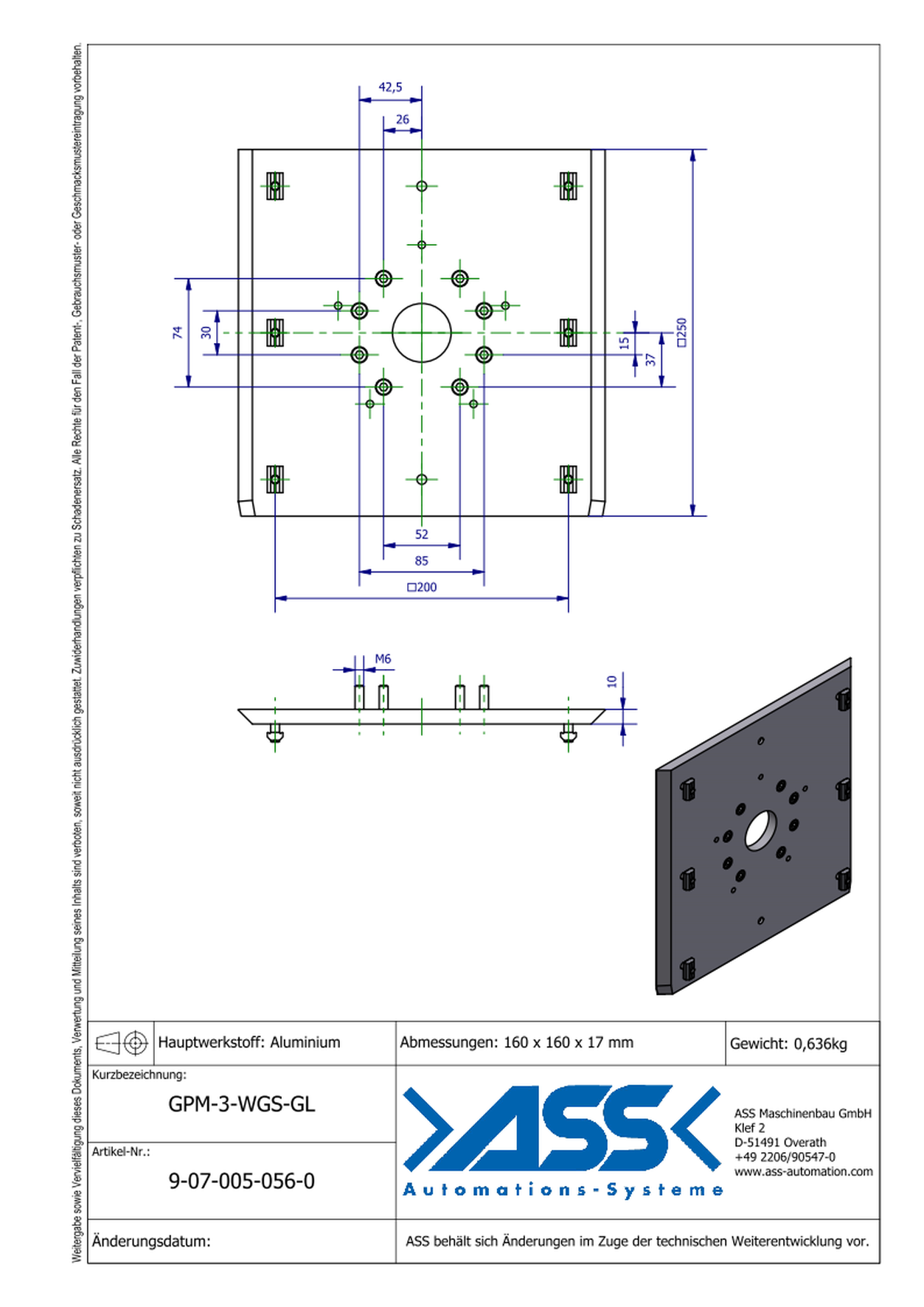 GPM-3-SWH-G150 Base Plate for SWH