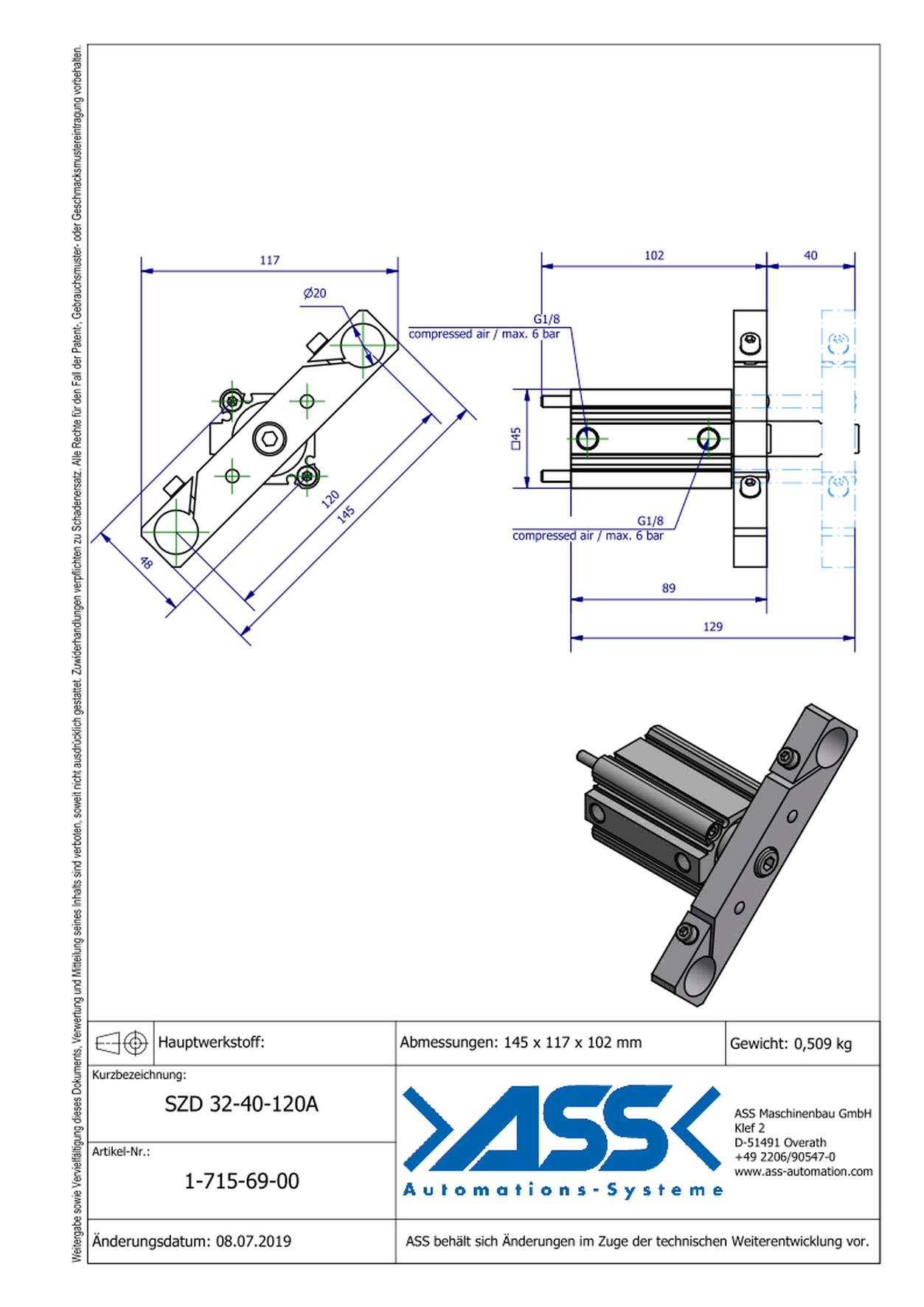 SZD 32-40-120A Special Short Stroke Cylinder