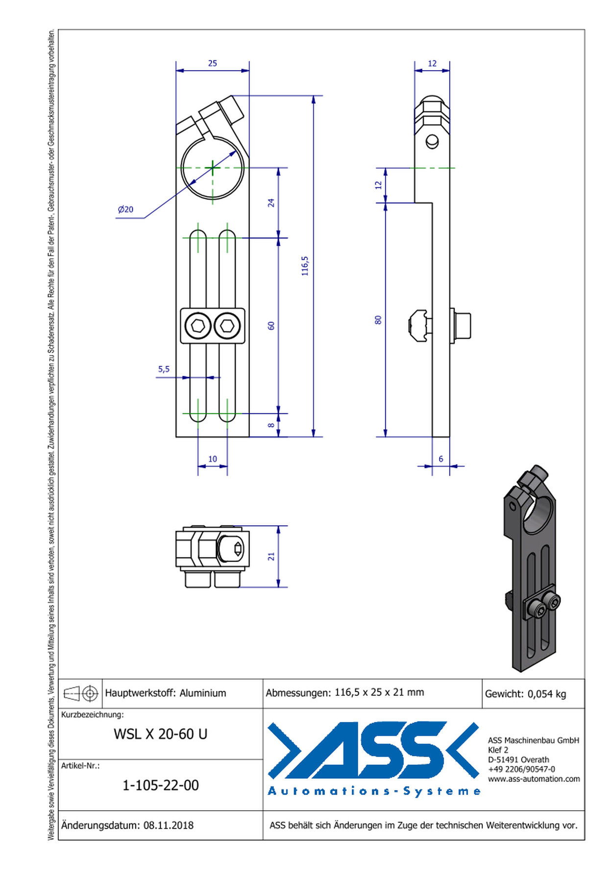 WSL X 20-60 U Long Angle Clamp universal