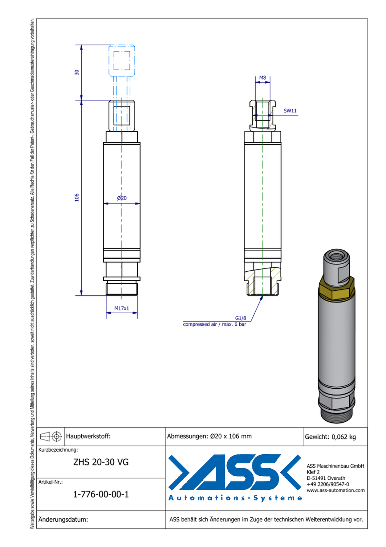 ZHS 20-30 VG Stroke Unit for Vacuum Cups, non-rotating