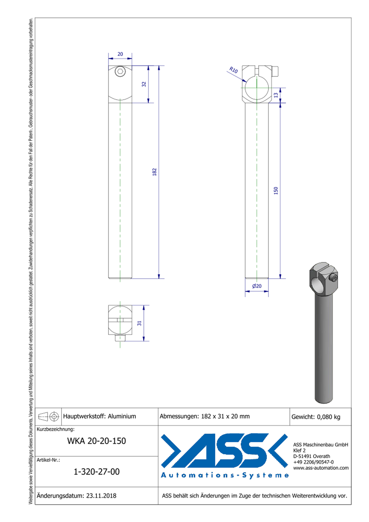 WKA 20-20-150 Angle Arm