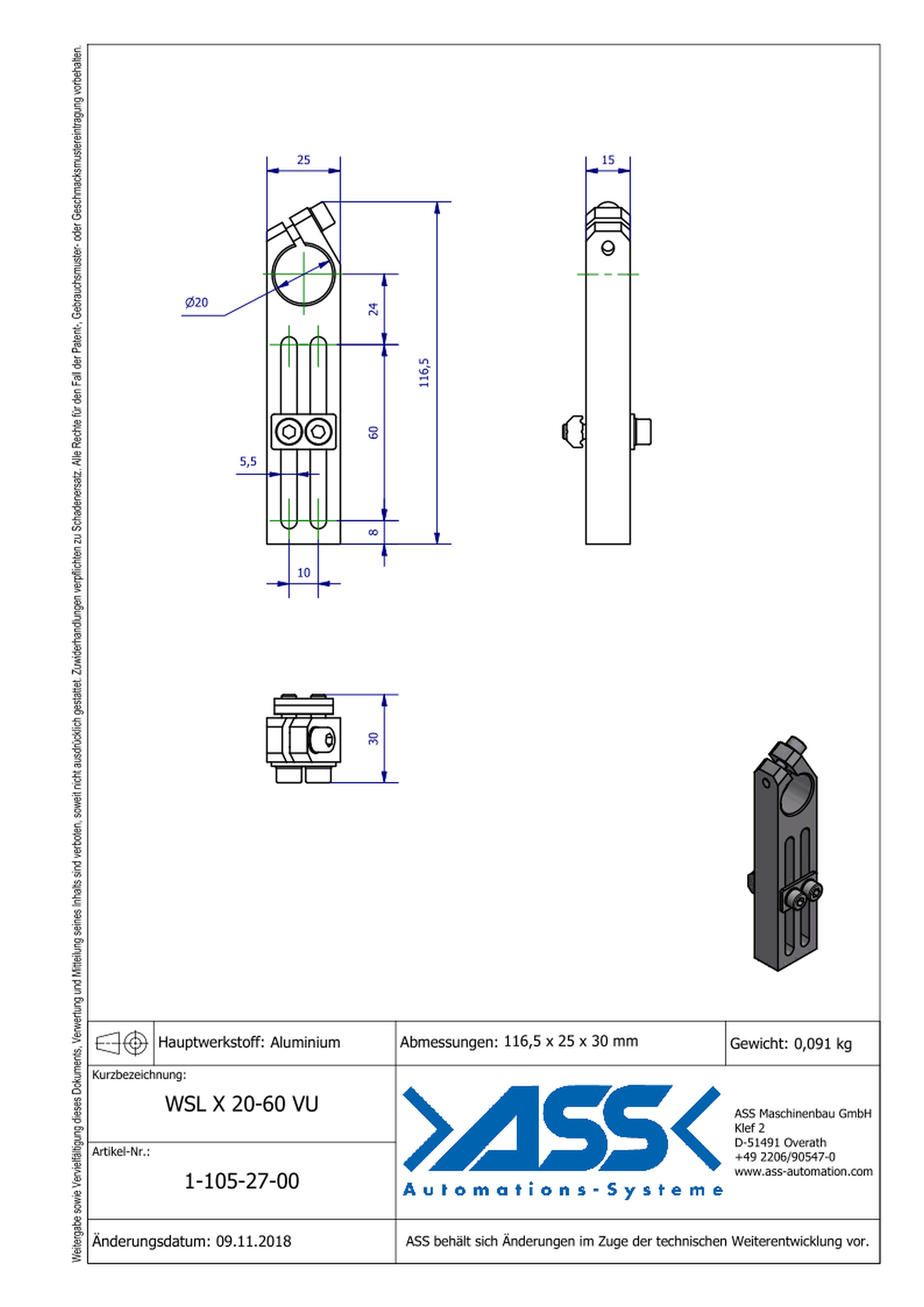 WSL X 20-60 VU Long Angle Clamp universal, reinforced