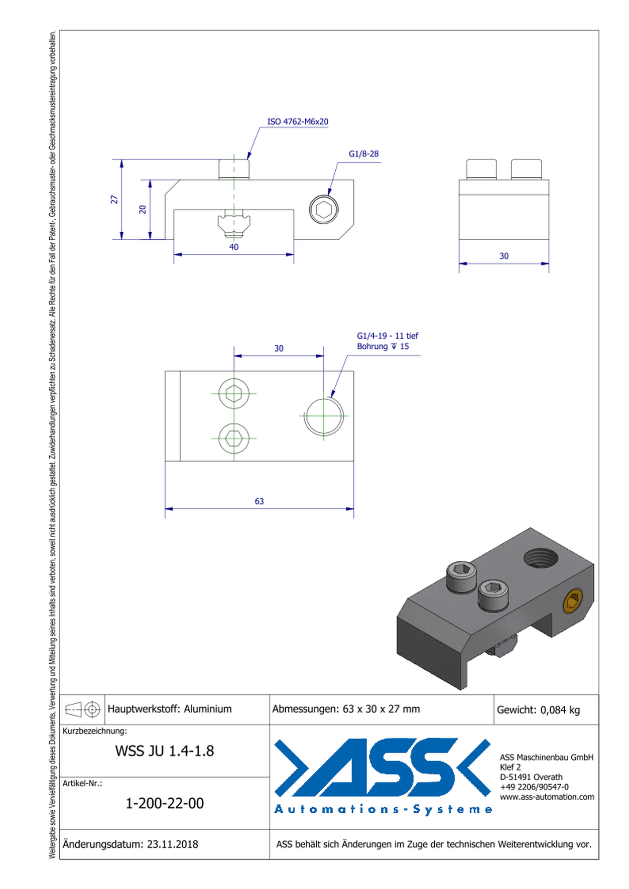 WSS JU 1/4-1/8 Angle Connector