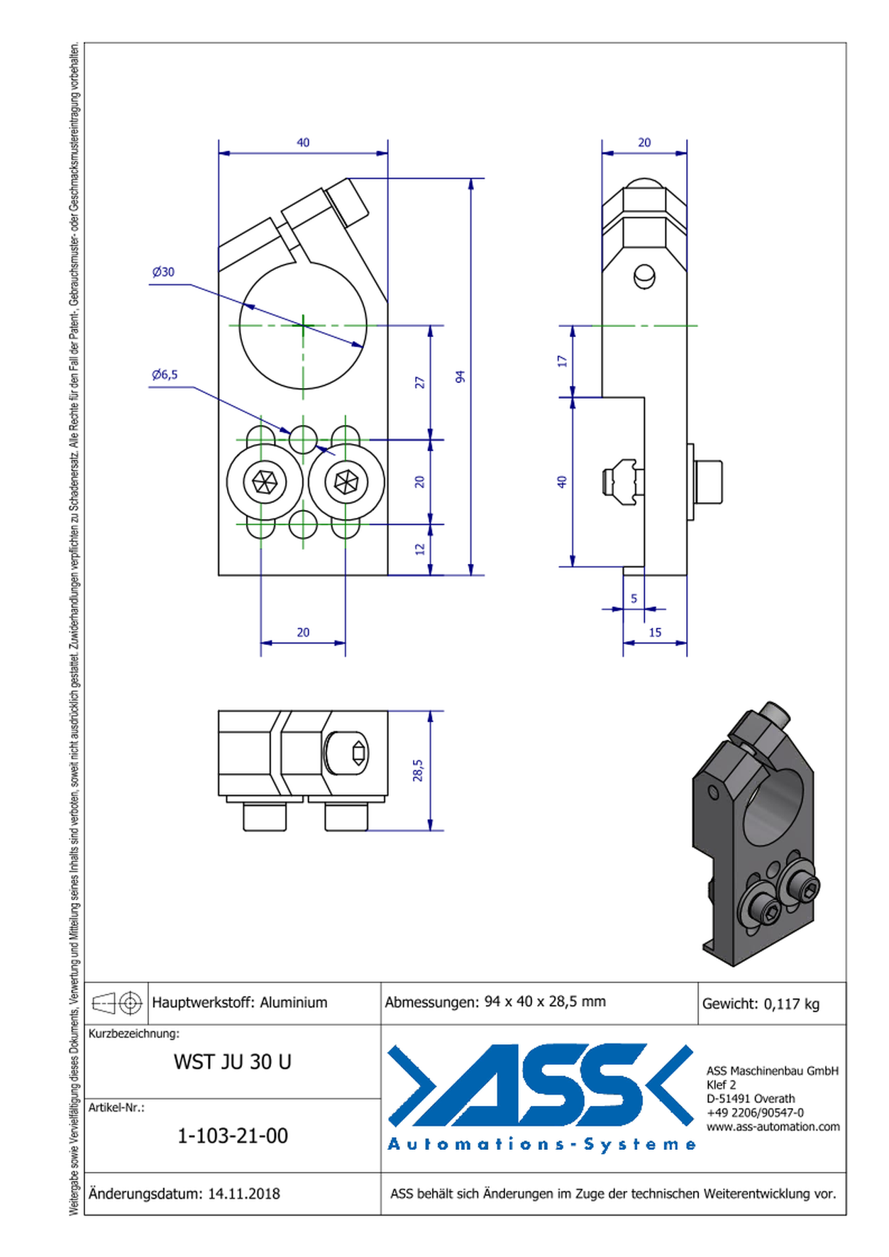 WST JU 30 U Angle Clamp universal