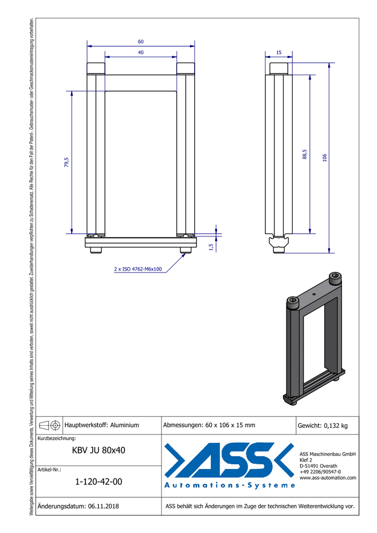 KBV JU 80-40 Square Joint Connector