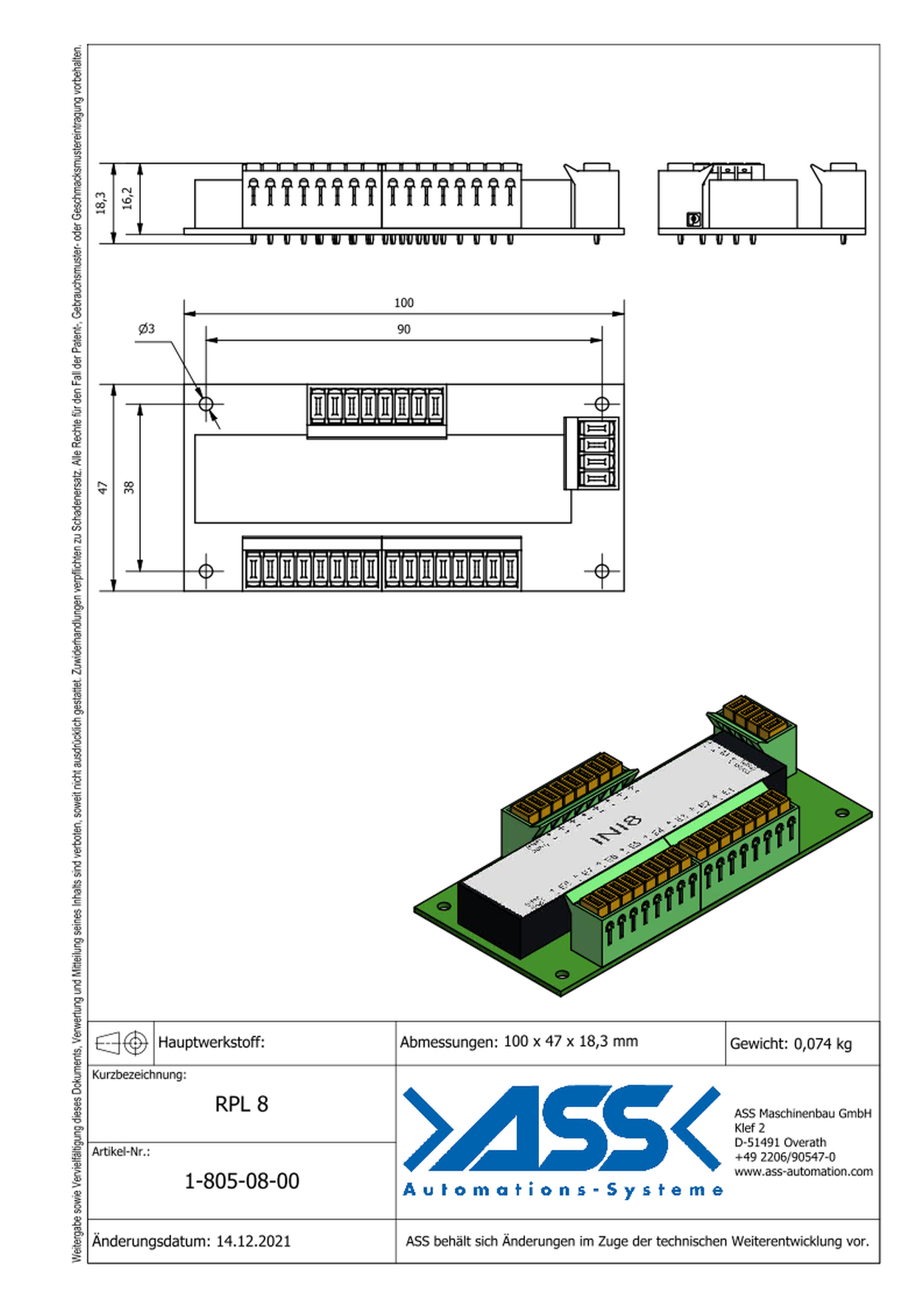 RPL 8 Relay Board