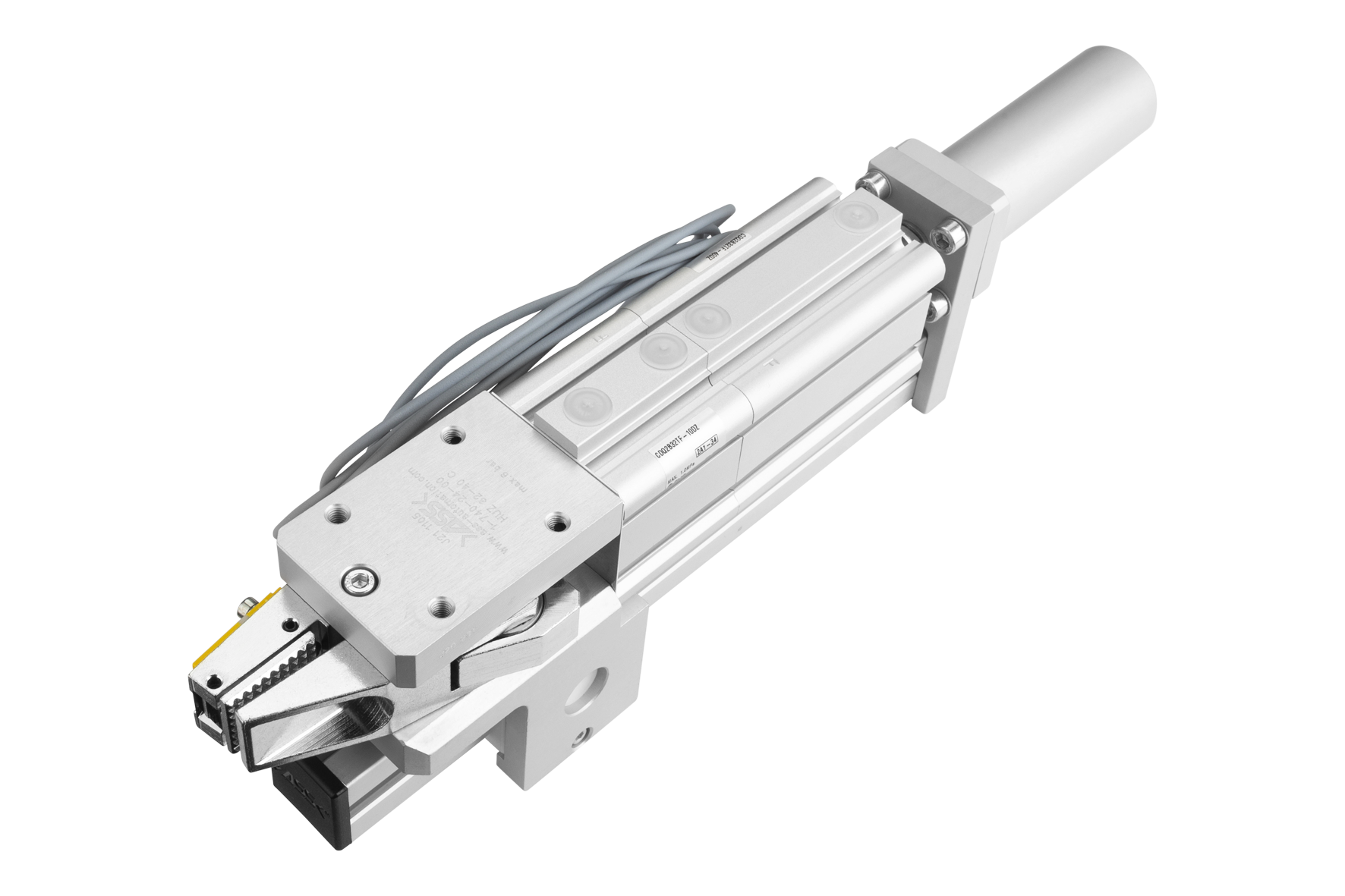 HUZ 32-30 CS with sensor plug Gripper 32 with Stroke Model: single stroke, Stroke: 40 mm, Piston Ø: 32 mm, Jaw type: chequered / query, Connection: open cable head, Signal output: PNP