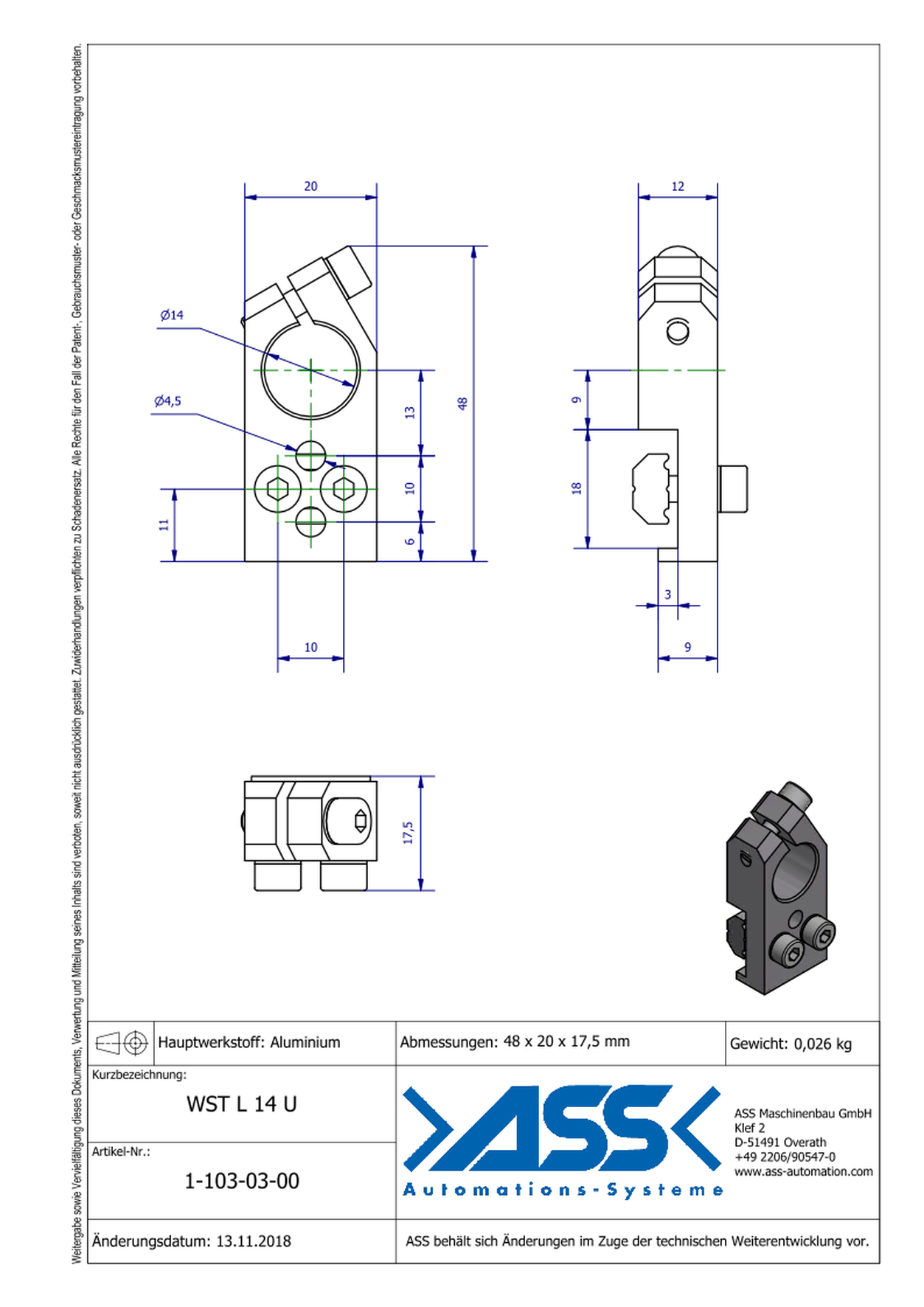 WST L 14 U Angle Clamp universal