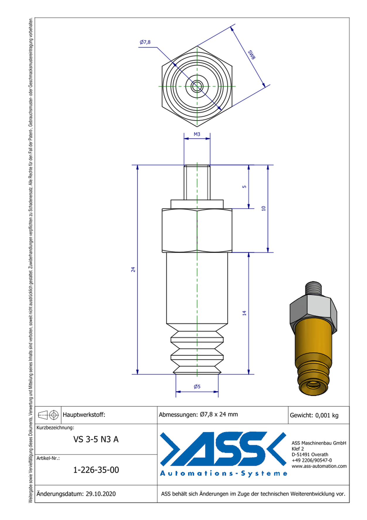 VS 3-5 N3 A Vacuum Cup, 3 Bellows, anti-static, Micro Series