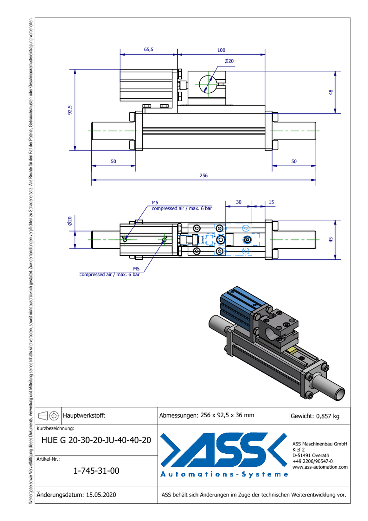 HUE G 20-30-20-JU-40-40-20  Slide Unit with Sliding Guide on Profile