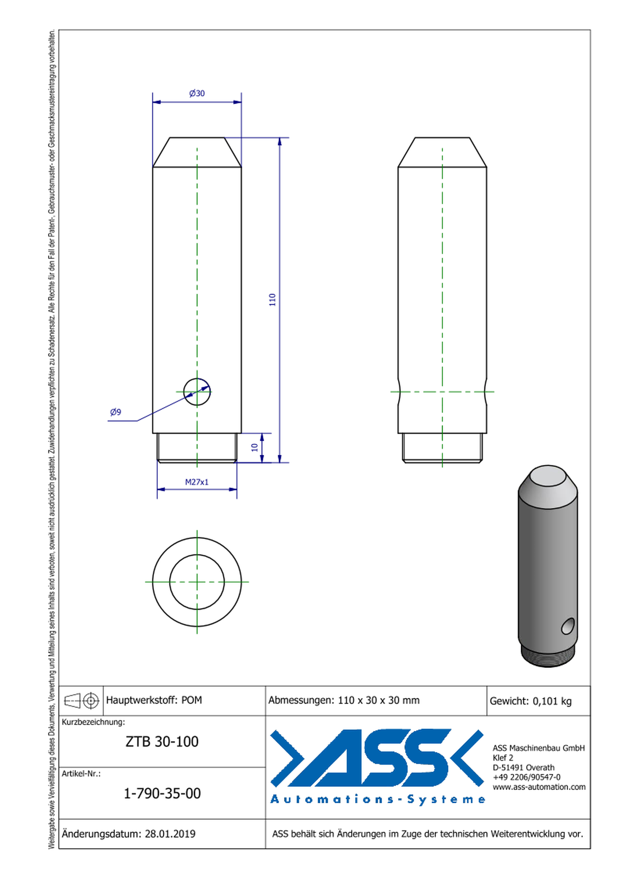 ZTB 30-100 Centering Pin