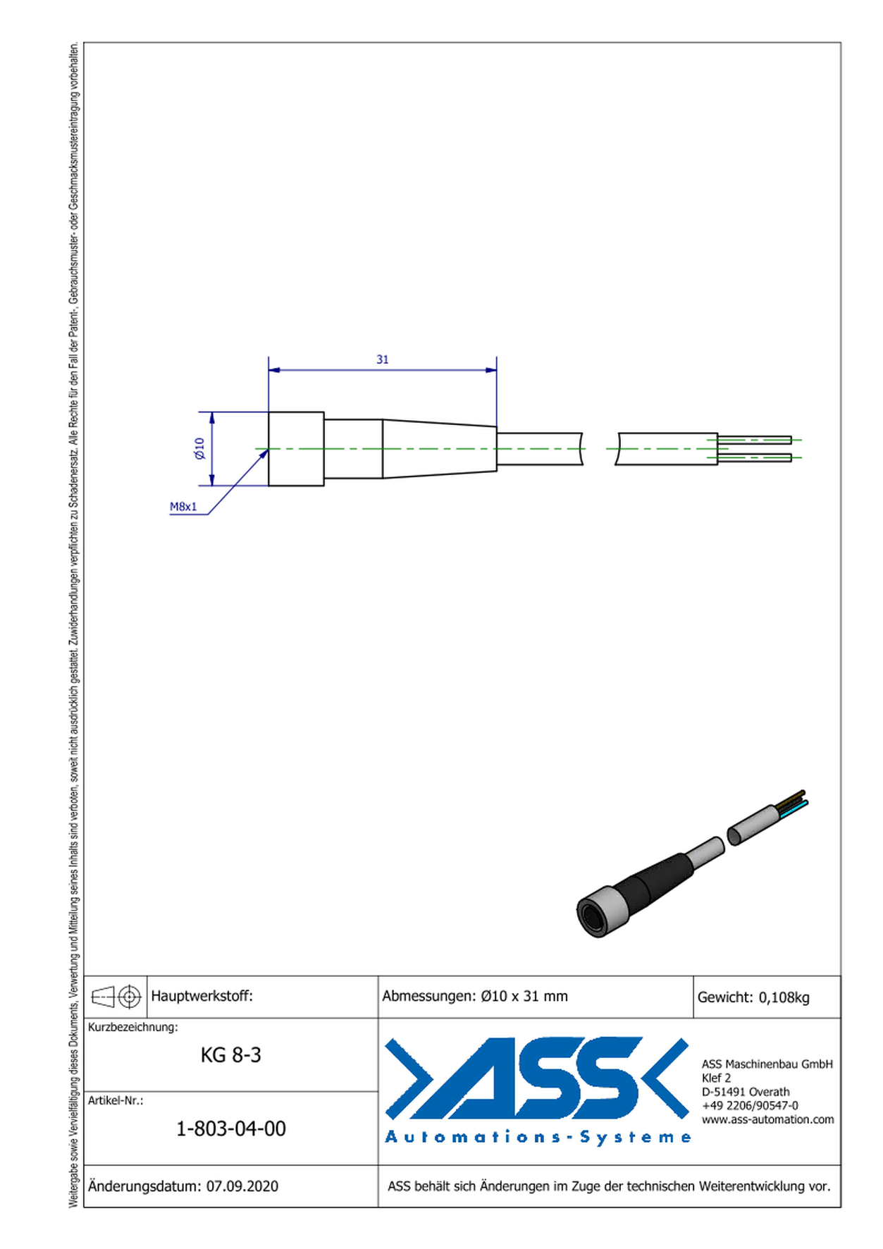 KG 8-3 Connector, 3-Pin