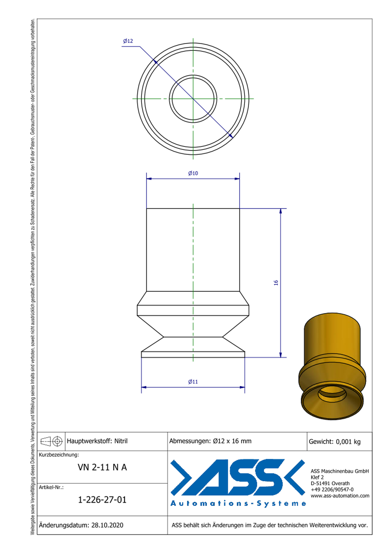 VN 2-11 N A Suction Cup, 2 Bellows, anti-static, Micro Series