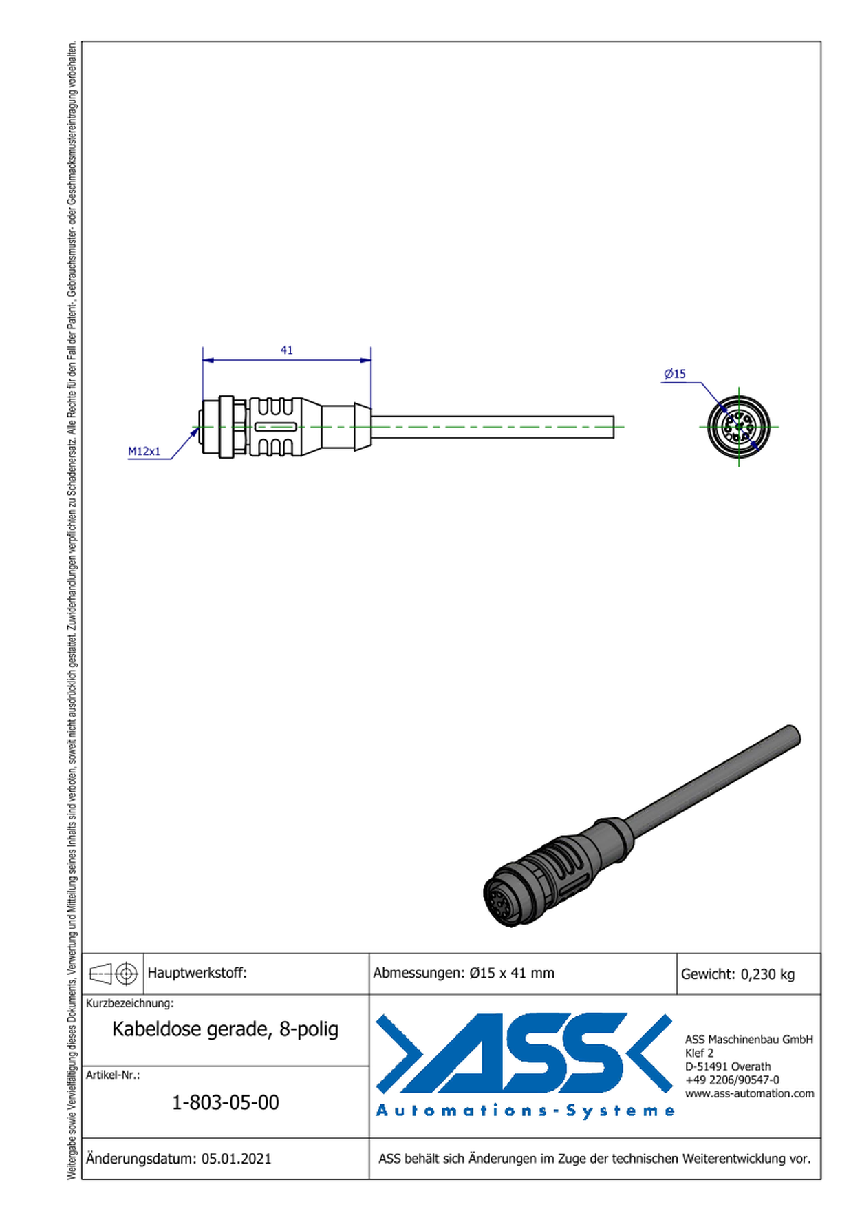 KG 12-8 Connector, 8-Pin