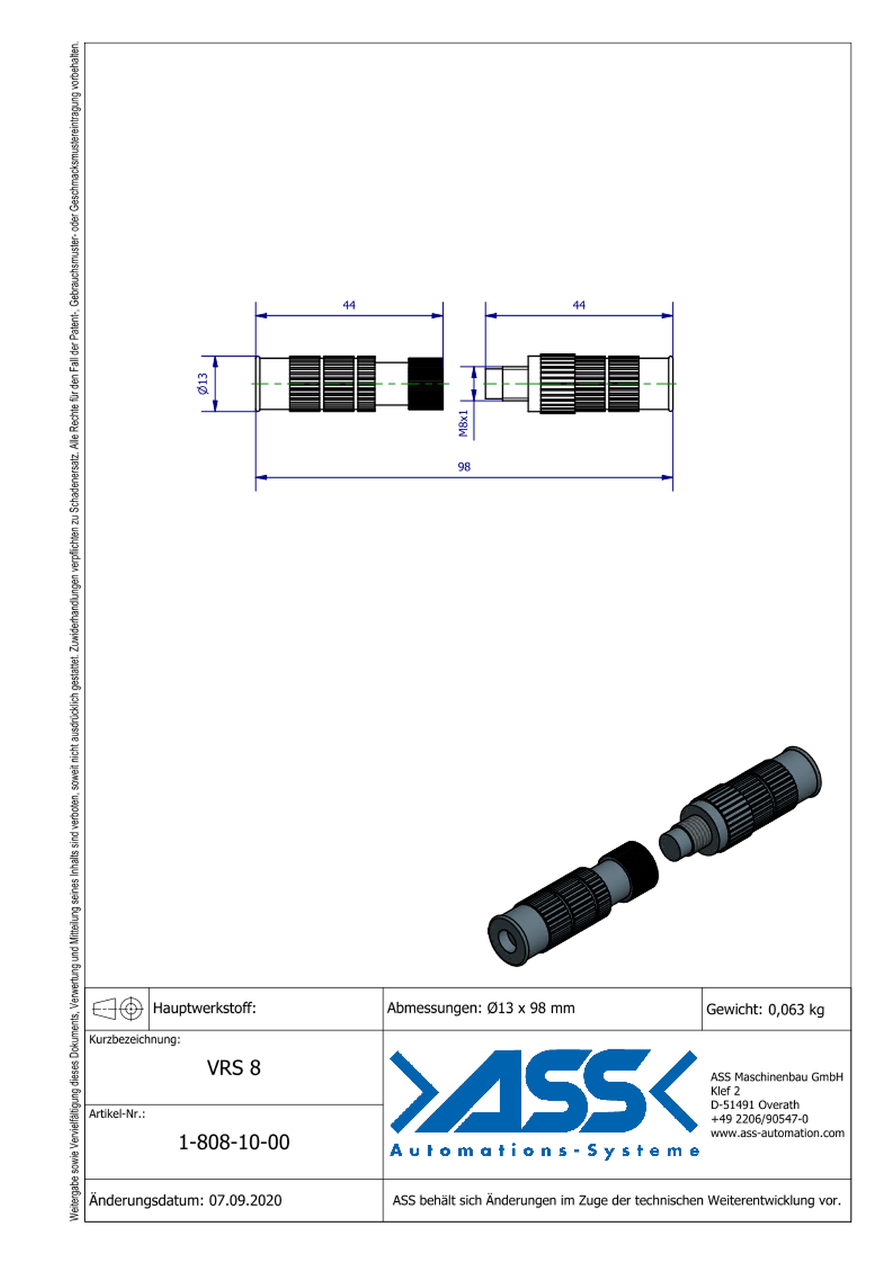 VRS 8-3 Plug ans Socket Connection