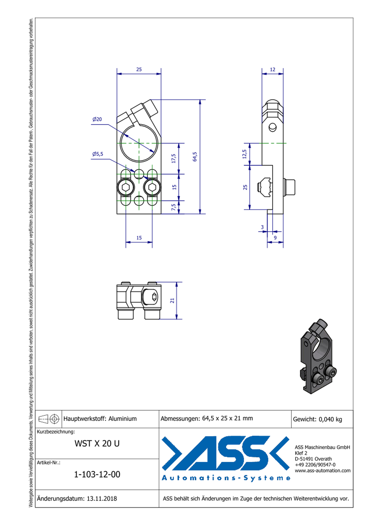 WST X 20 U Angle Clamp universal