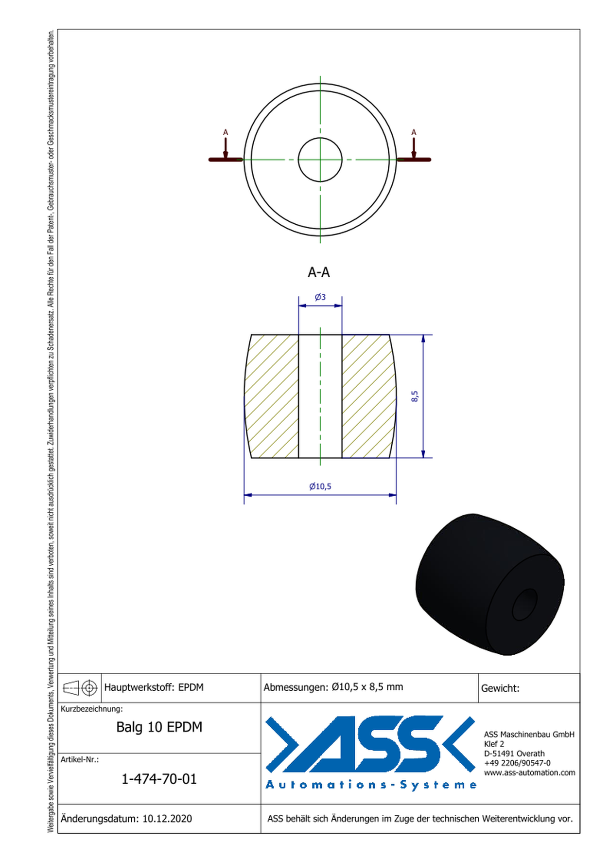 Balg 10 EPDM Spare Bellow for IGB