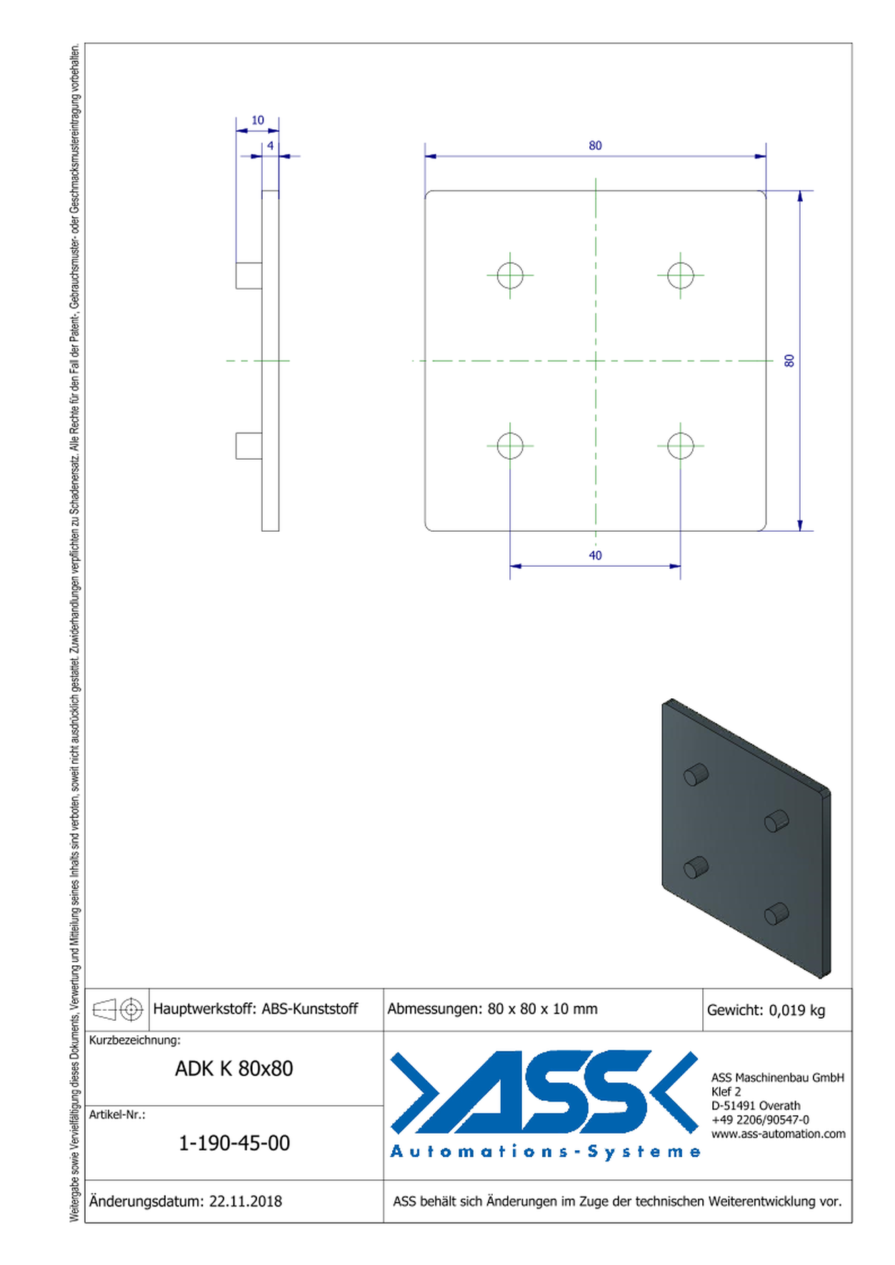 ADK K 80-80 Profile End Cap