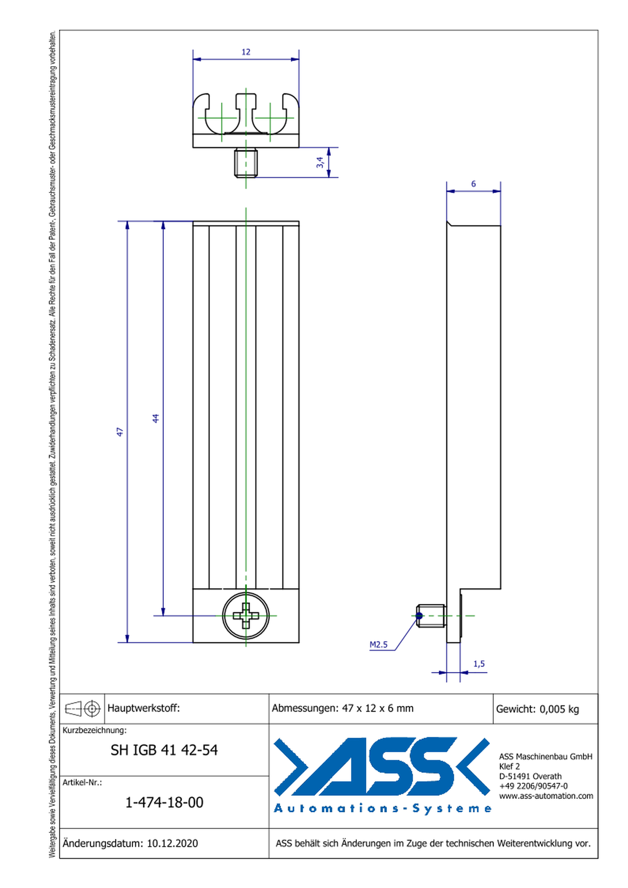 SH IGB 41 42-54 Sensor Bracket for IGB