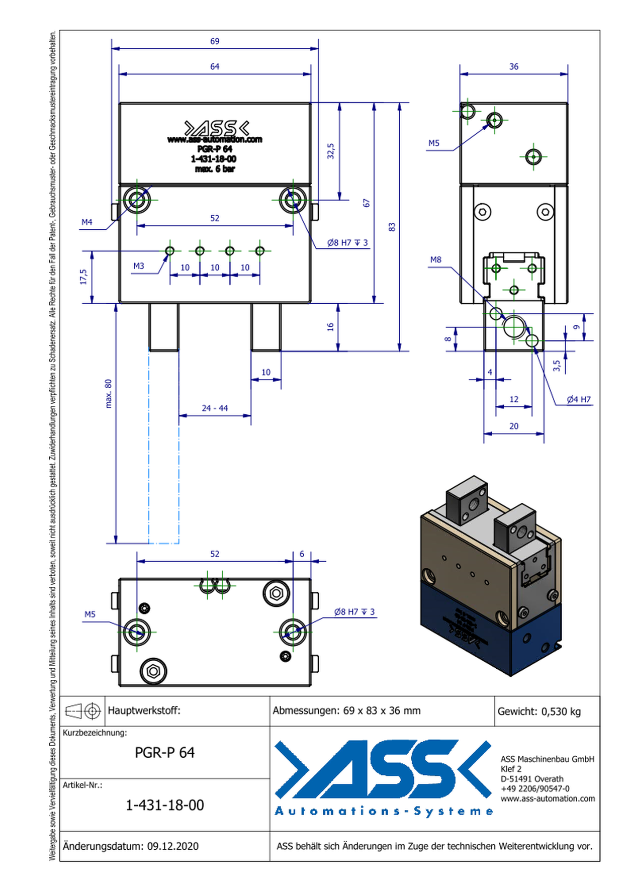 PGR-P 64 Parallel Gripper, pneumatic