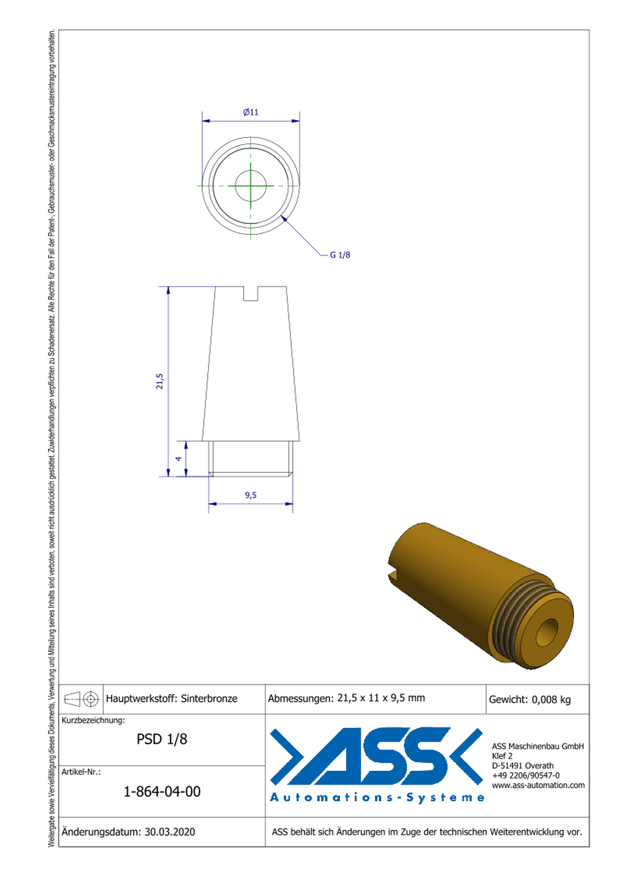 PSD 1/8 Silencer