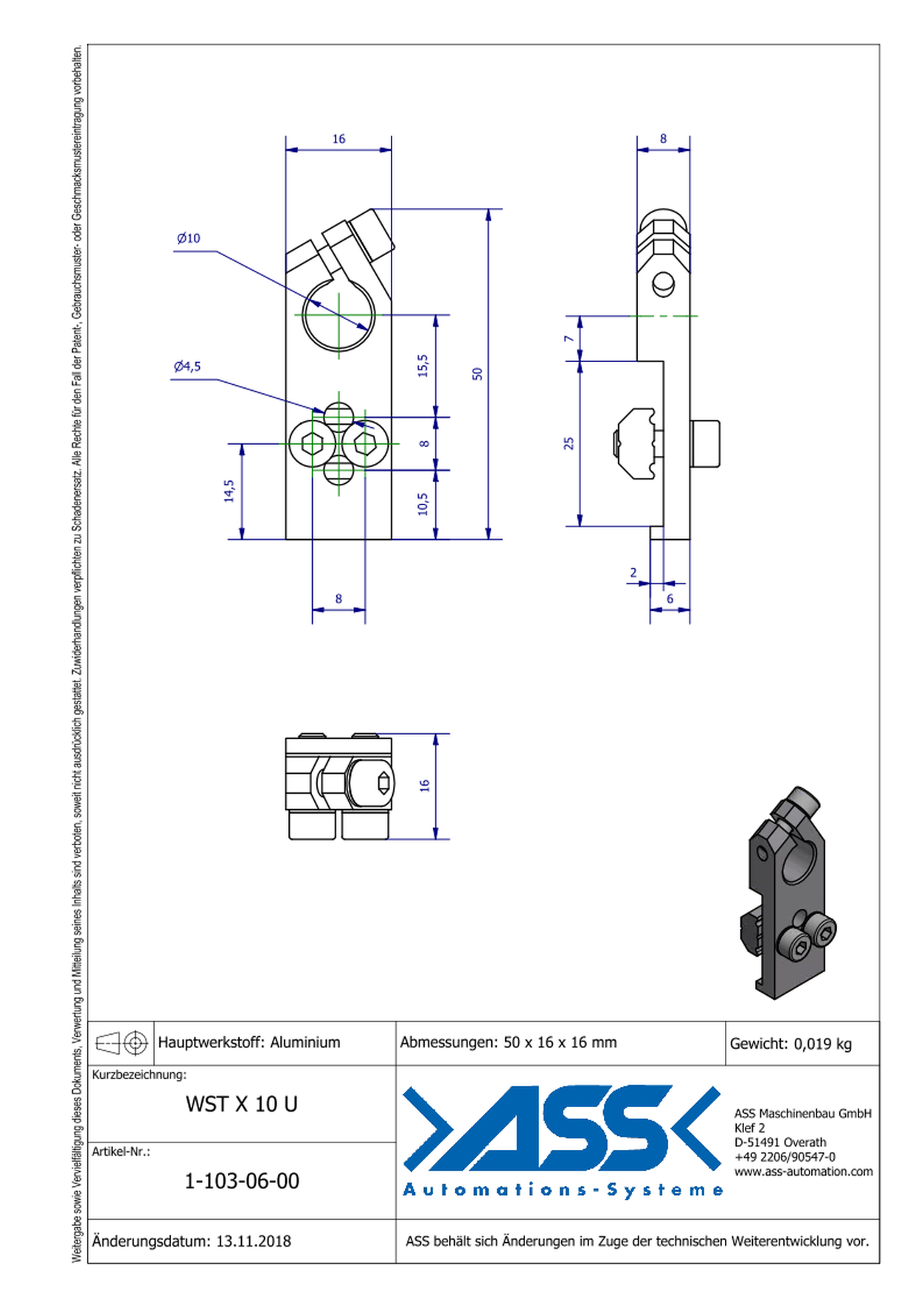 WST X 10 U Angle Clamp universal