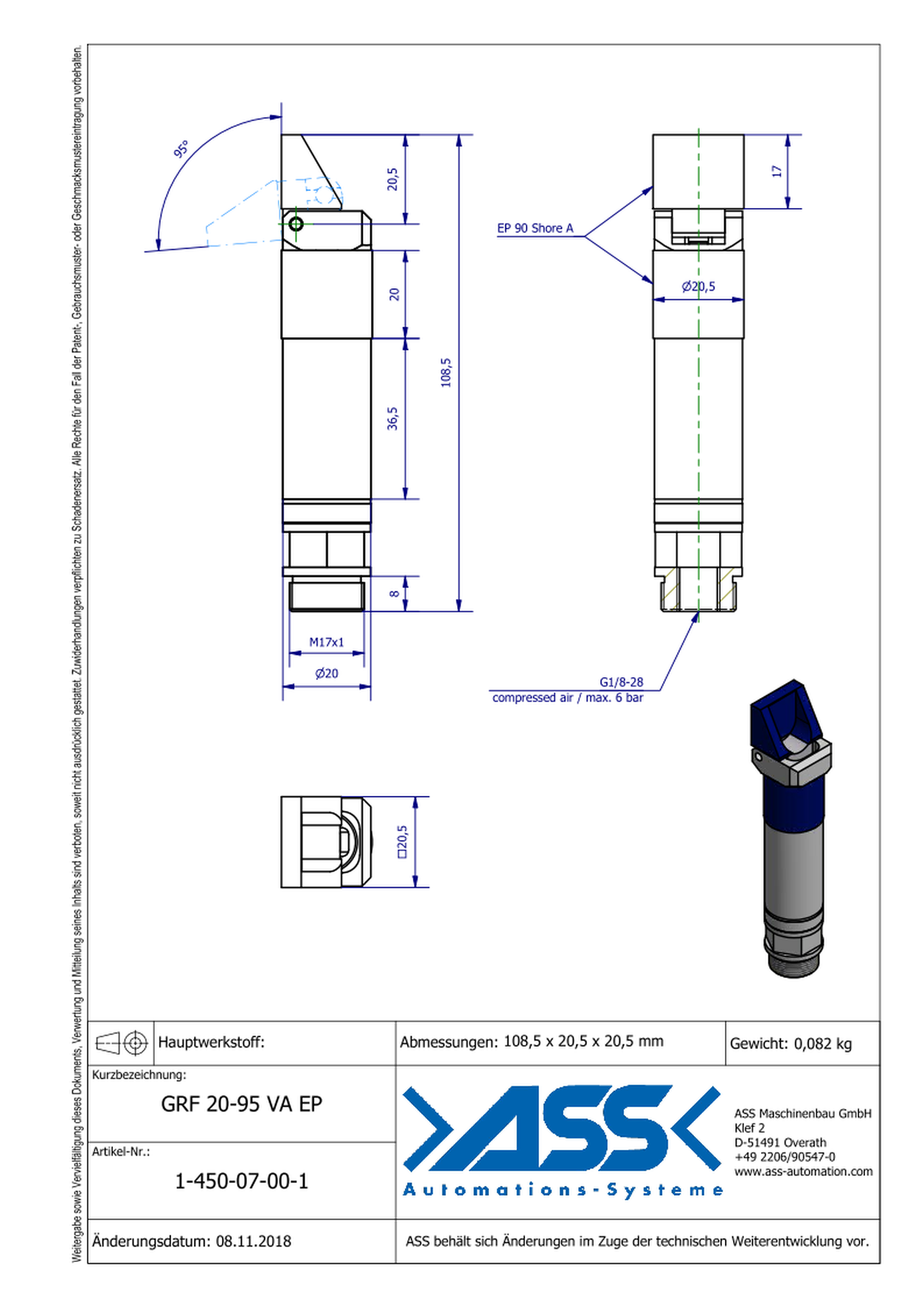 GRF 20-95 VA EP Gripper Finger 95°, with EP Coating