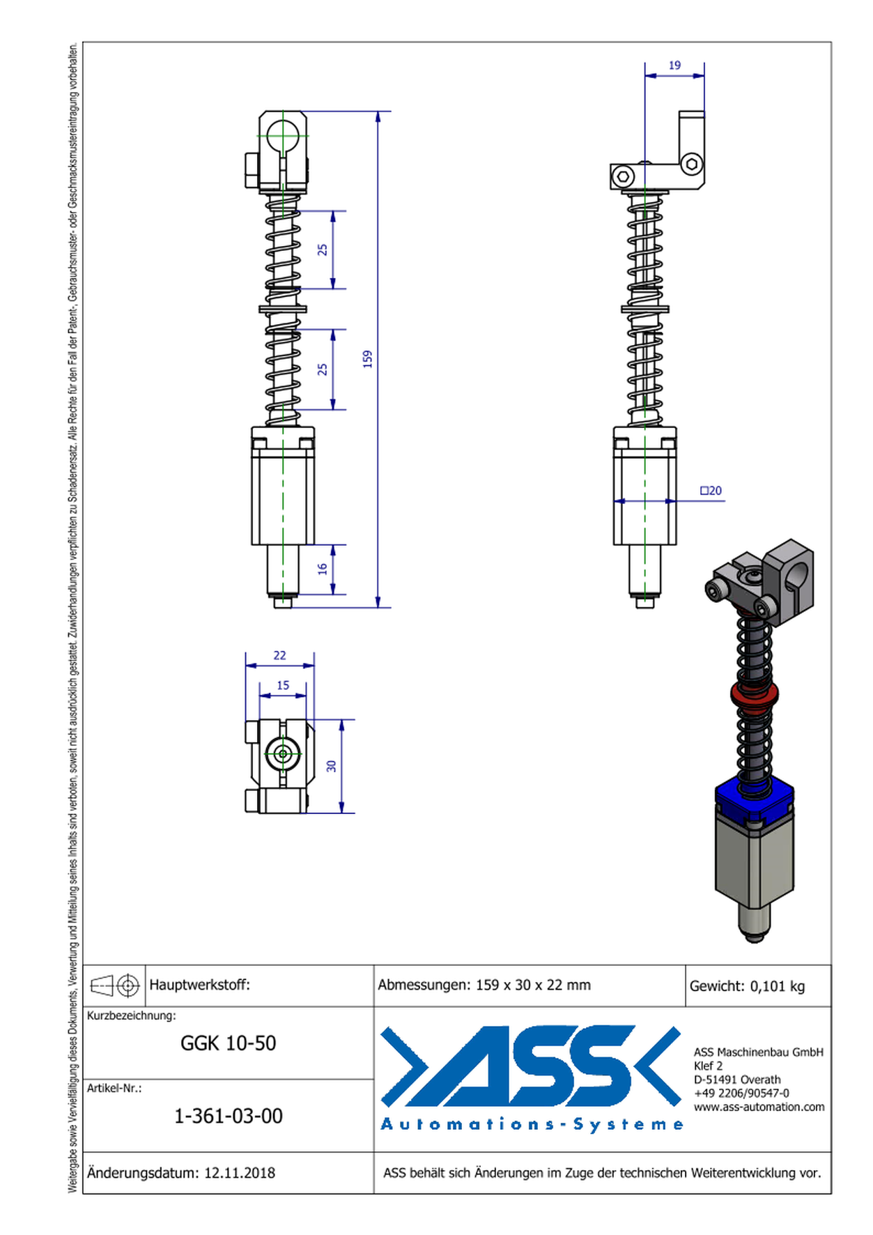 GGK 10-50 Gripper Arm, spring compensated, w. linear bearing