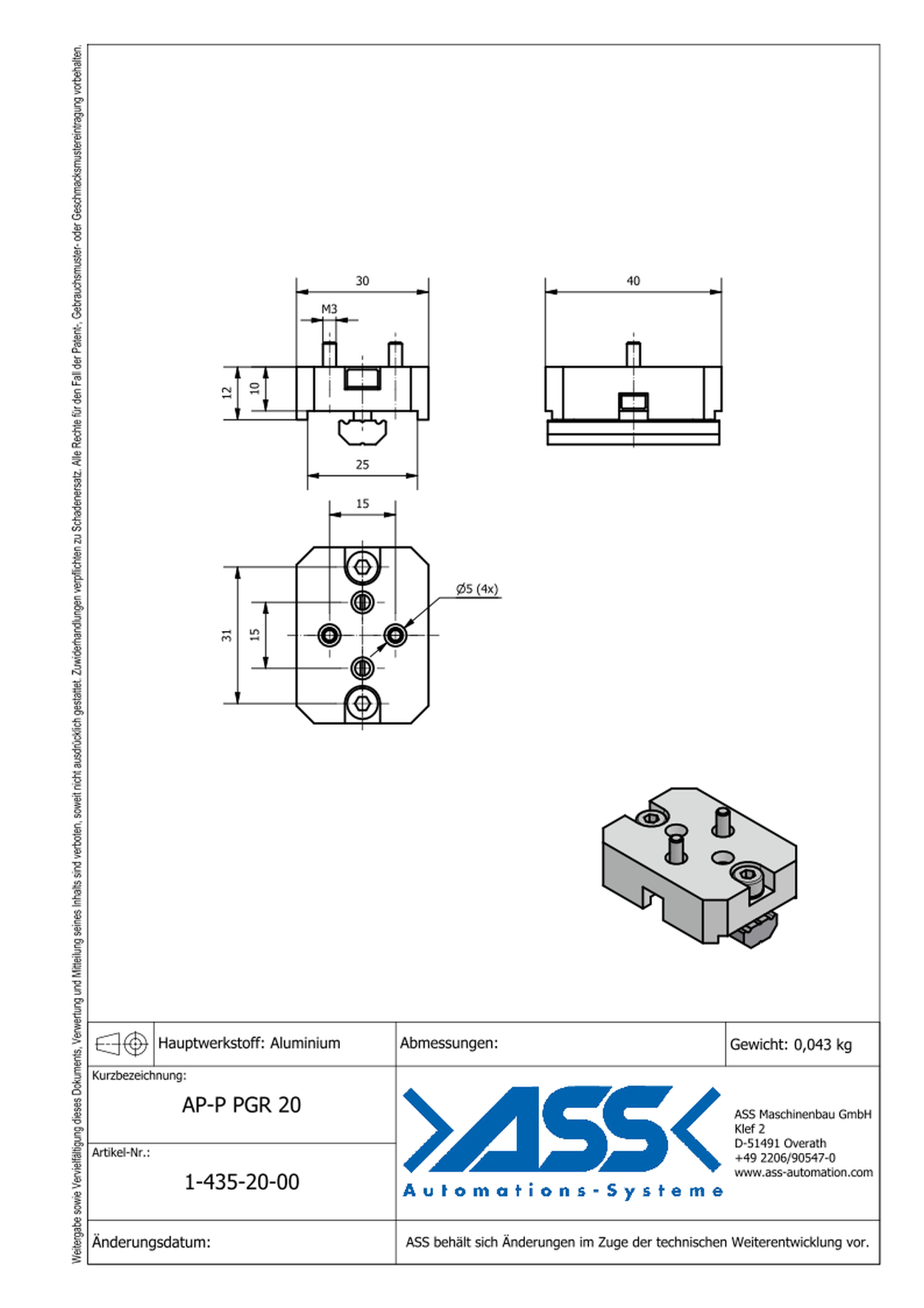  Adapter for PGR-P and PGR for mounting to profiles