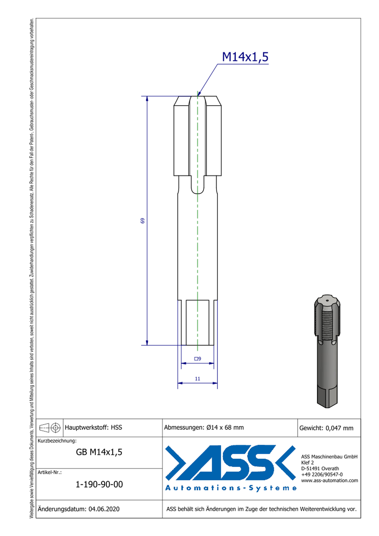 GB-M14x1,5 Tapp Drill