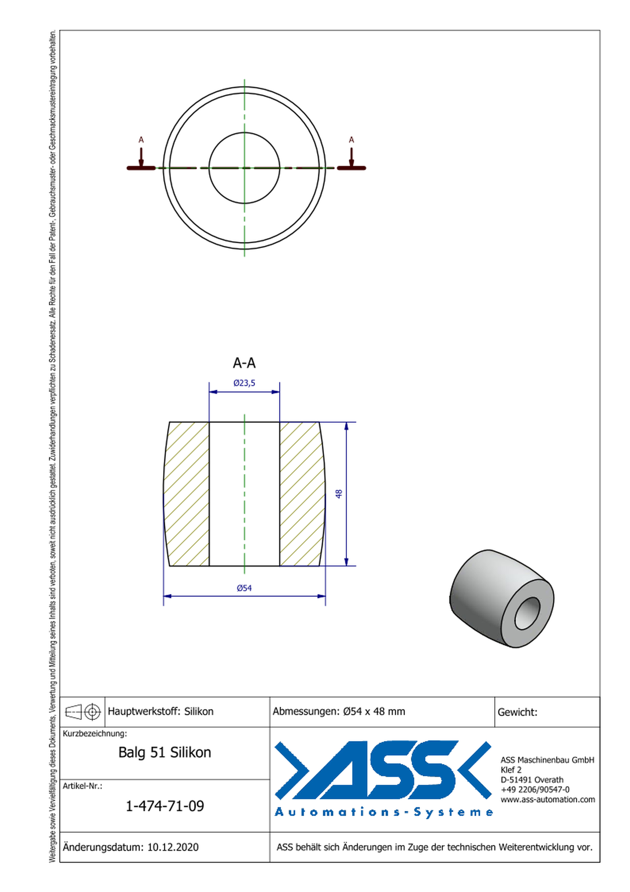 Balg 51 Silikon Spare Bellow for IGB