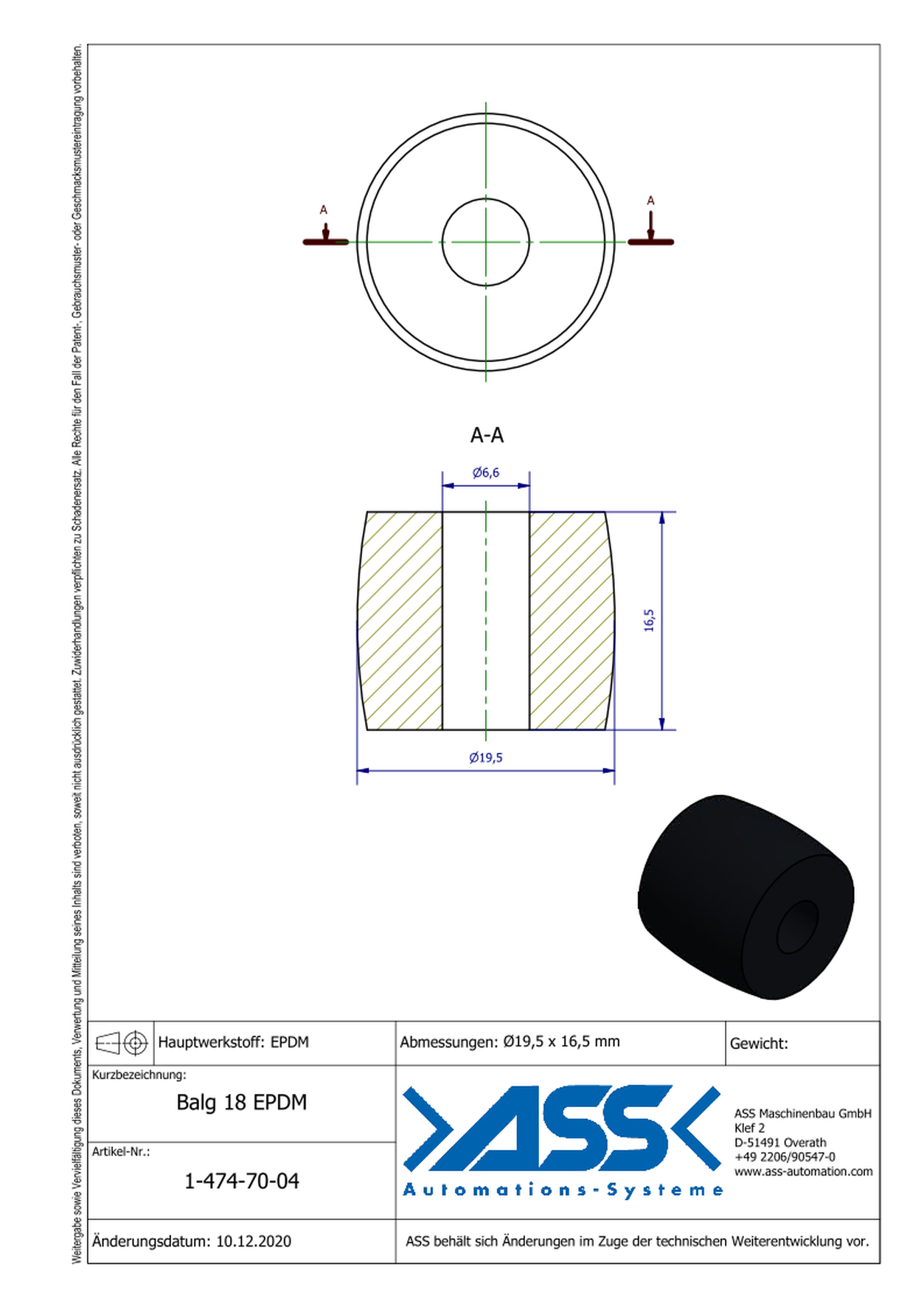 Balg 18 EPDM Spare Bellow for IGB