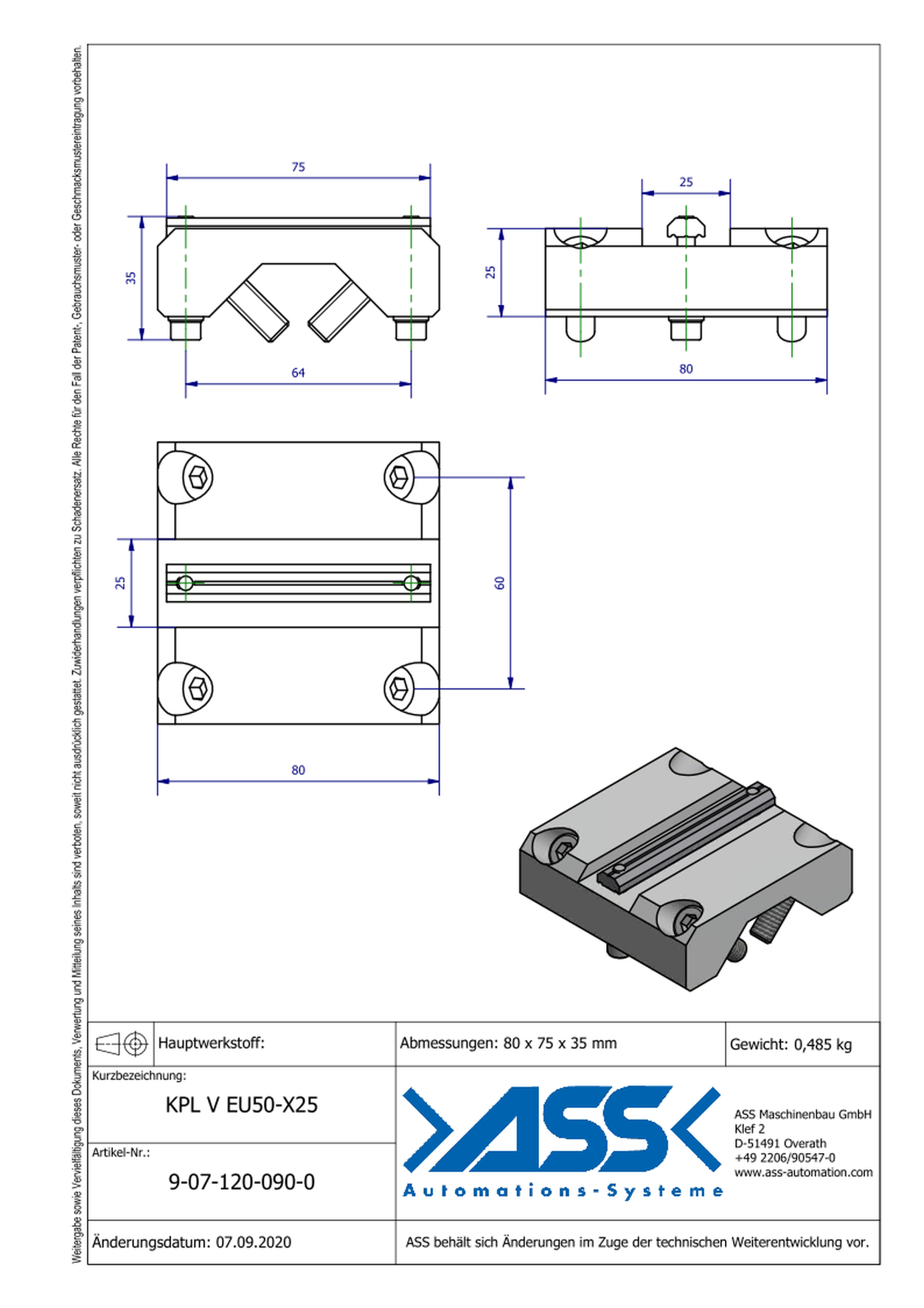 KPL V EU50-X25 Cross Connector X to Europrofile, reinforced