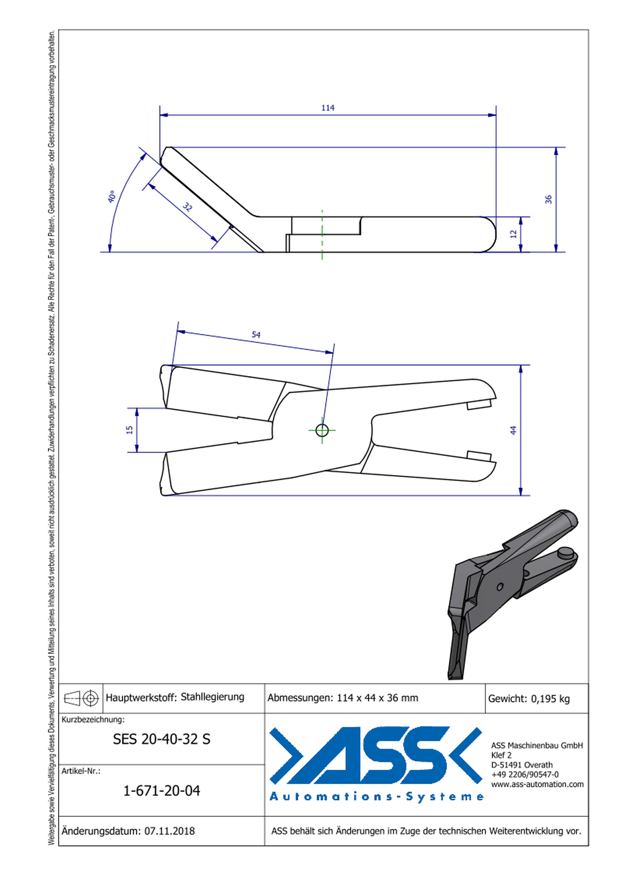 SES20-40-32S Nipper Blade, inside blade