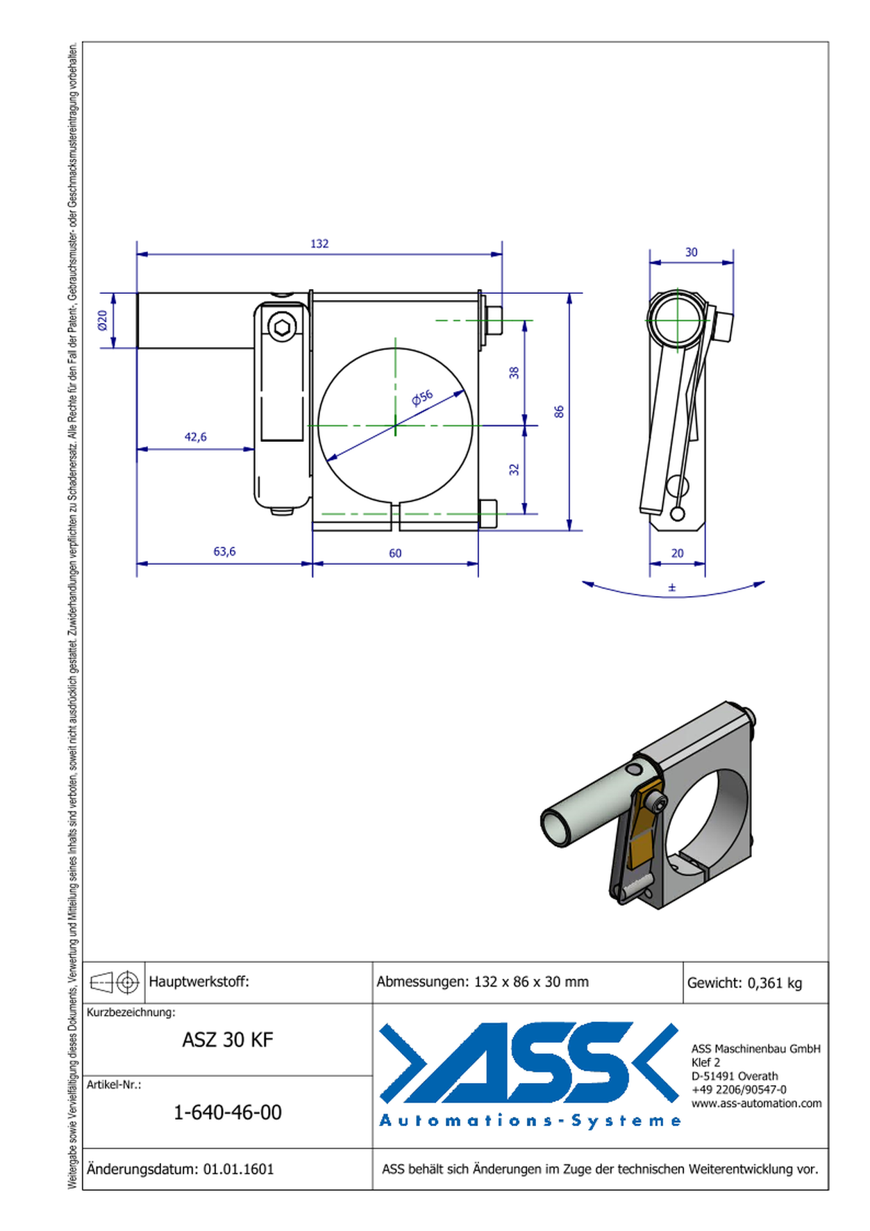 ASZ 30 KF Spring Loaded Mounting Bracket for ASN