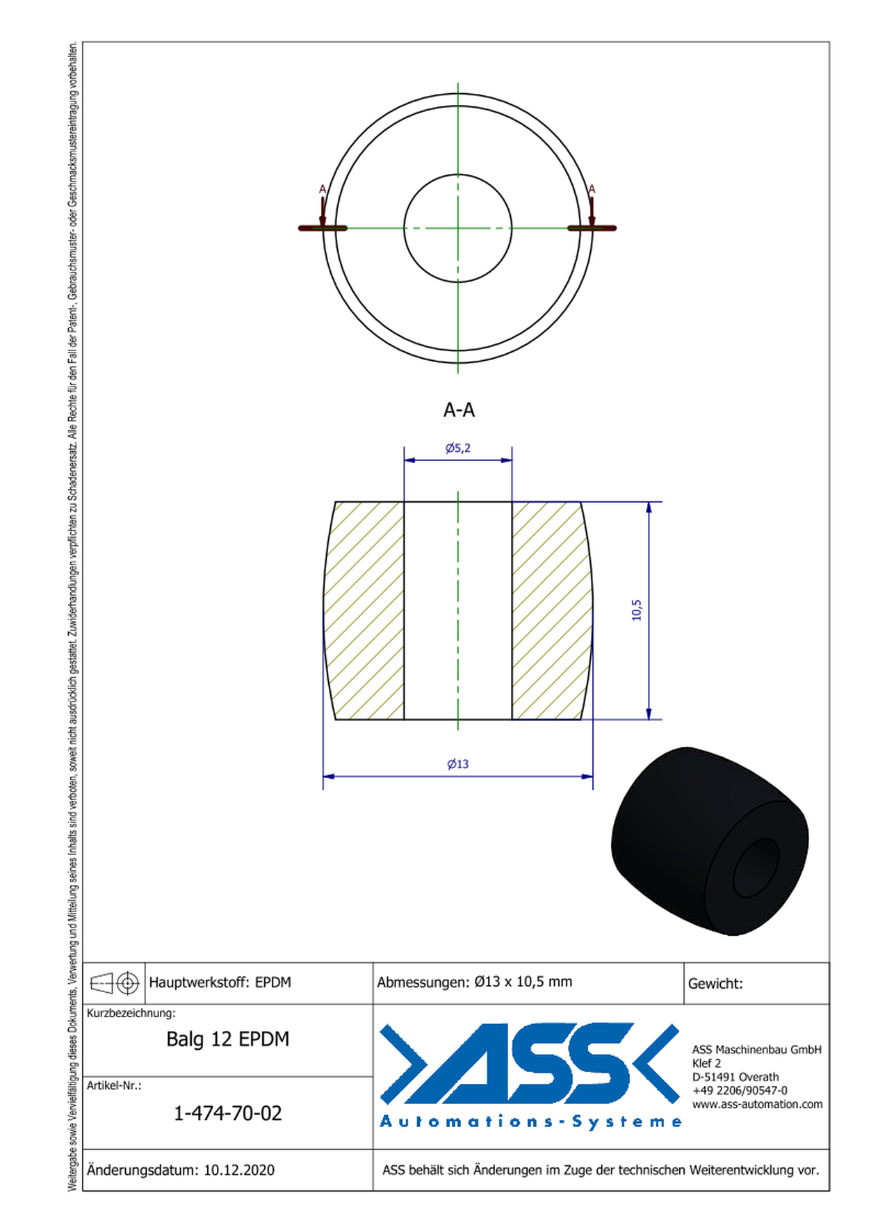 Balg 12 EPDM Spare Bellow for IGB