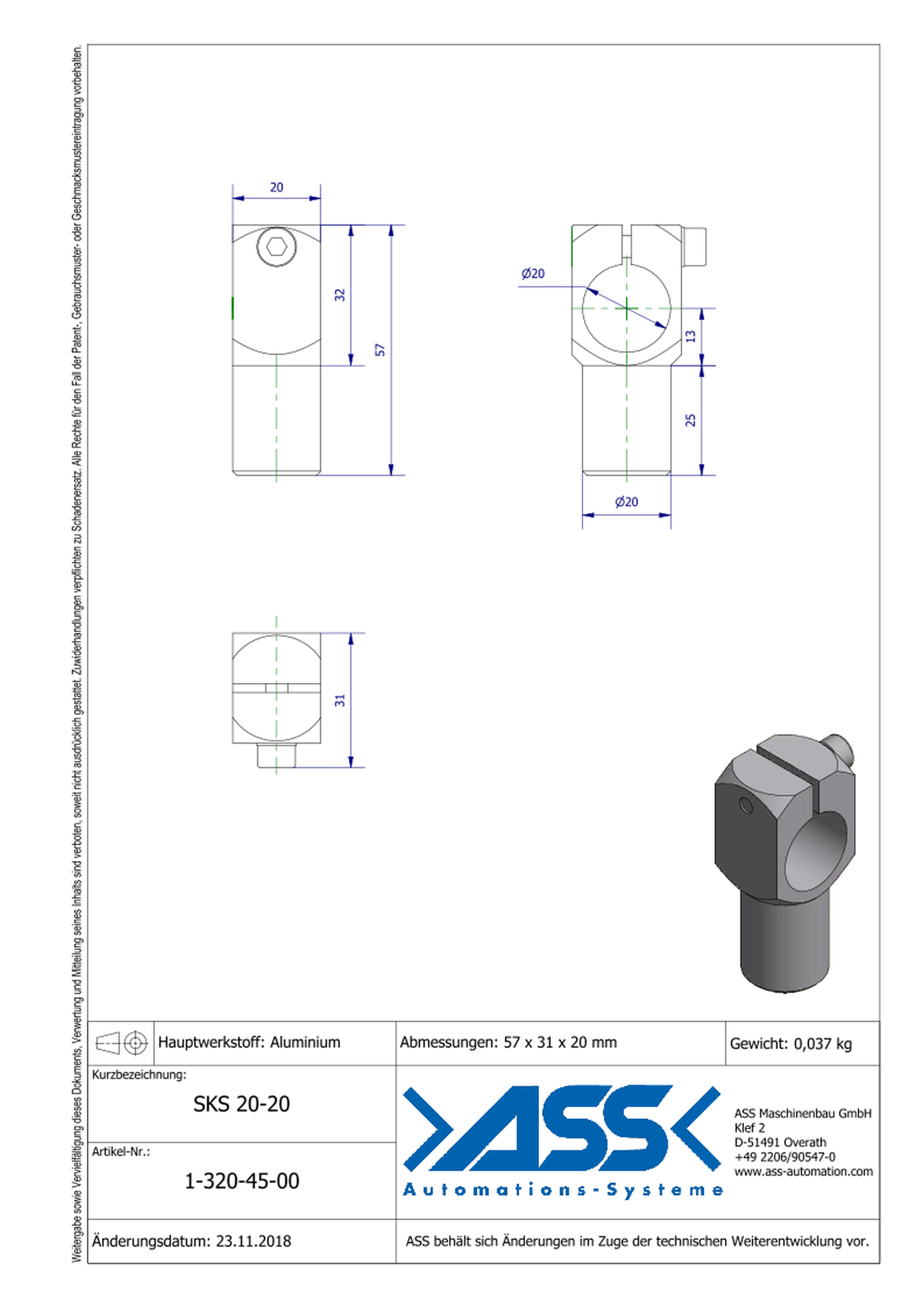 SKS 20-20 Insert Connector