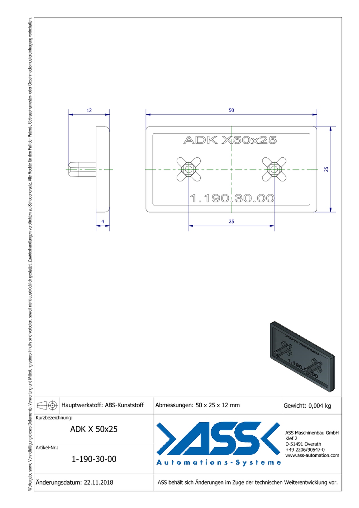 ADK X 50-25 Profile End Cap