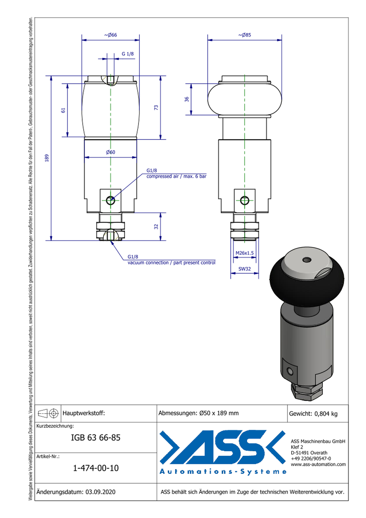 IGB 63 66-85 ID Gripper, Bellow