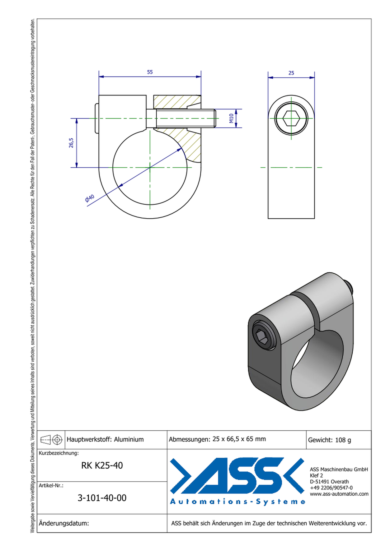 RK K25-20 clamp piece with cone 25 Ø20 