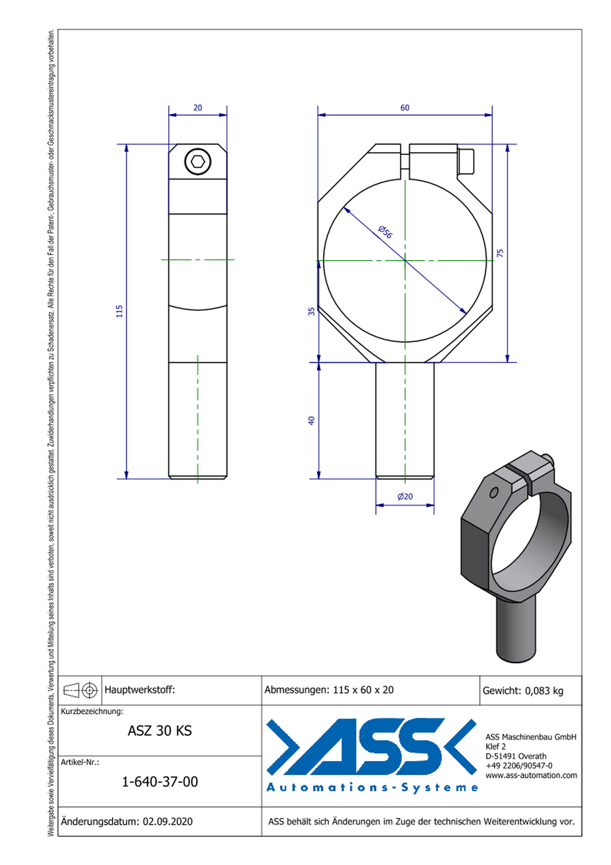 ASZ 30 KS Mounting Bracket for ASN