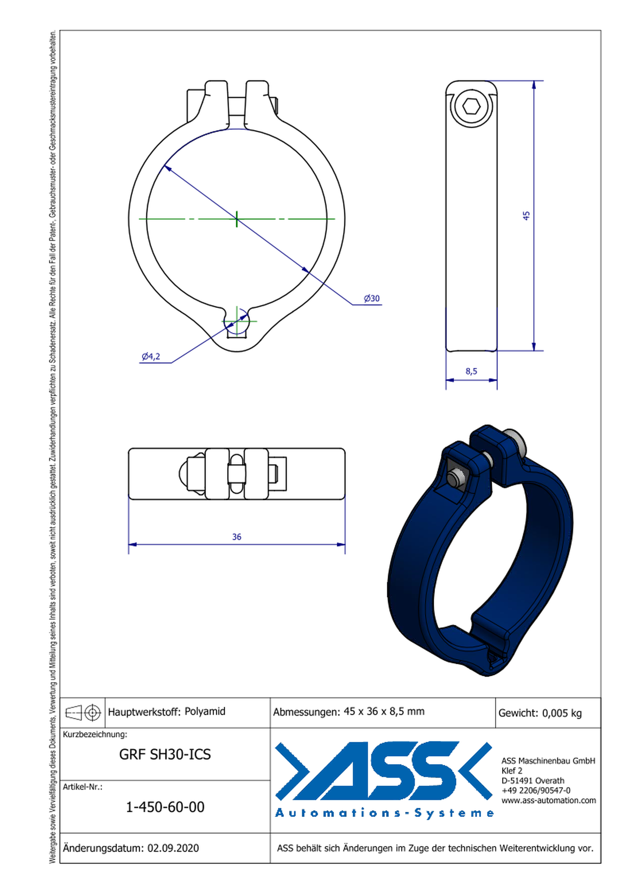 GRF SH 30 ICS Sensor Bracket