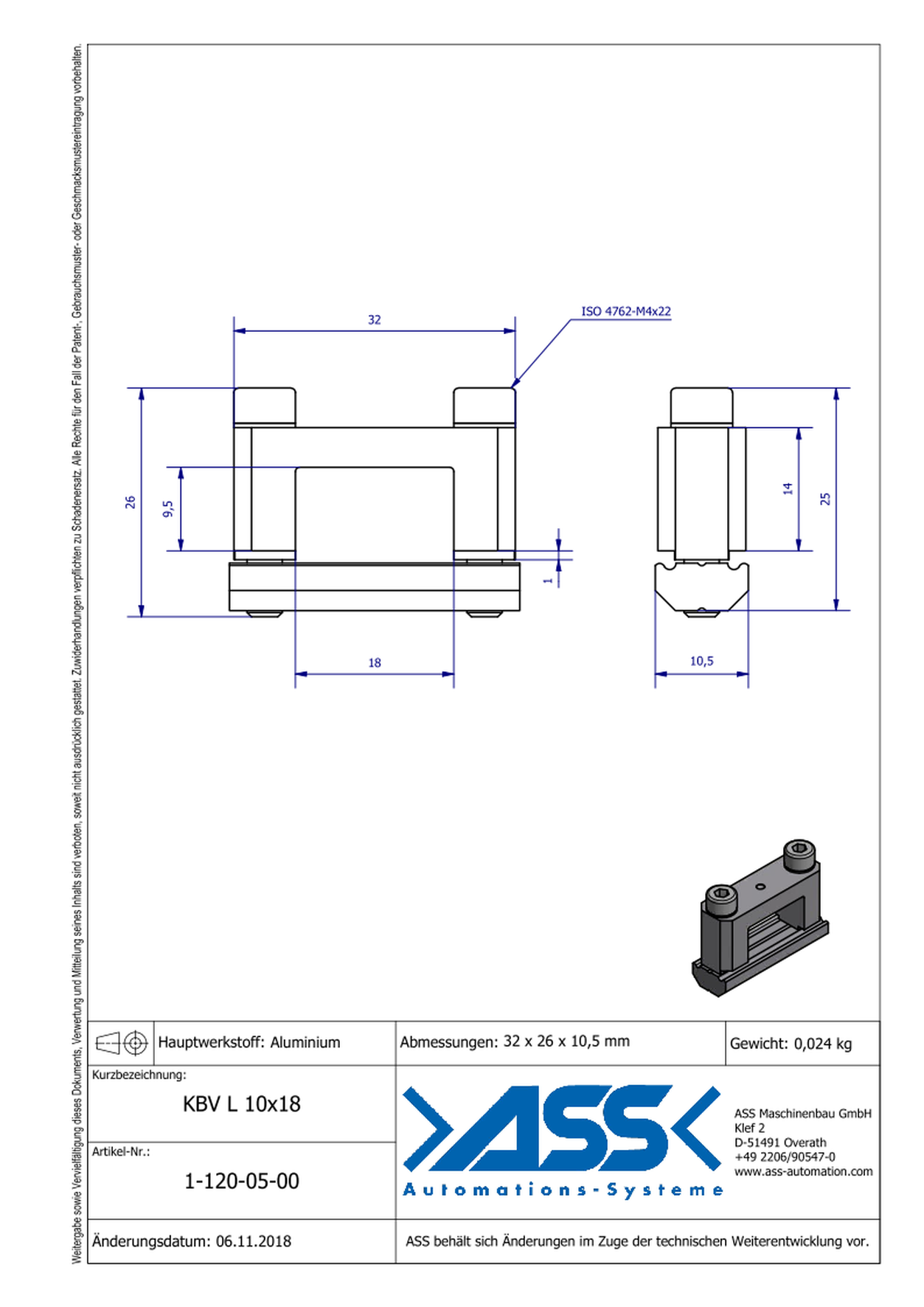 KBV L 10-18 Square Joint Connector