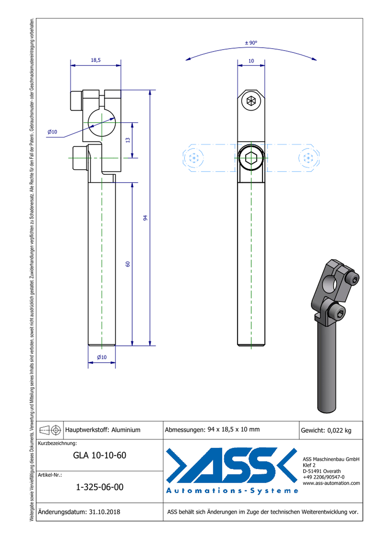 GLA 10-10-60 Elbow Arm