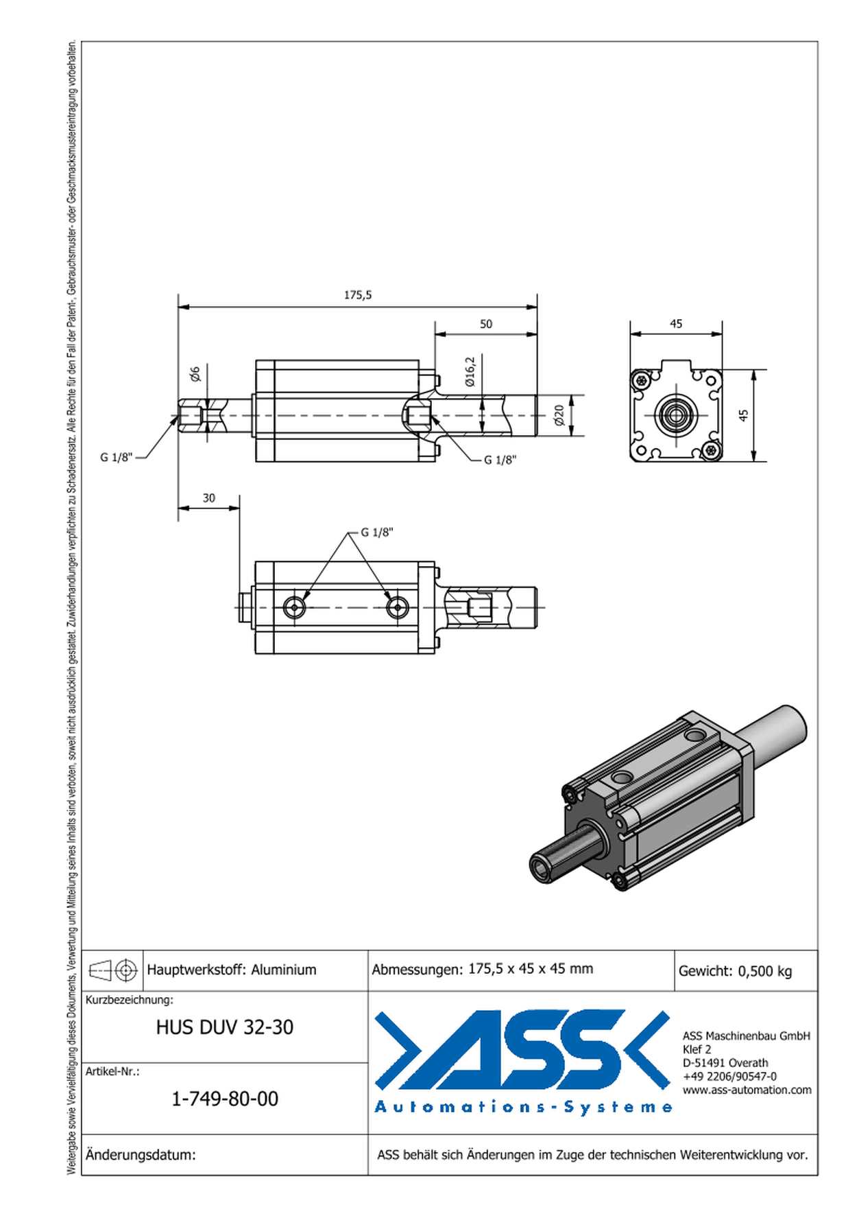 HUS DUV 32-30 Stroke Unit for vacuum cups, double acting, non ro