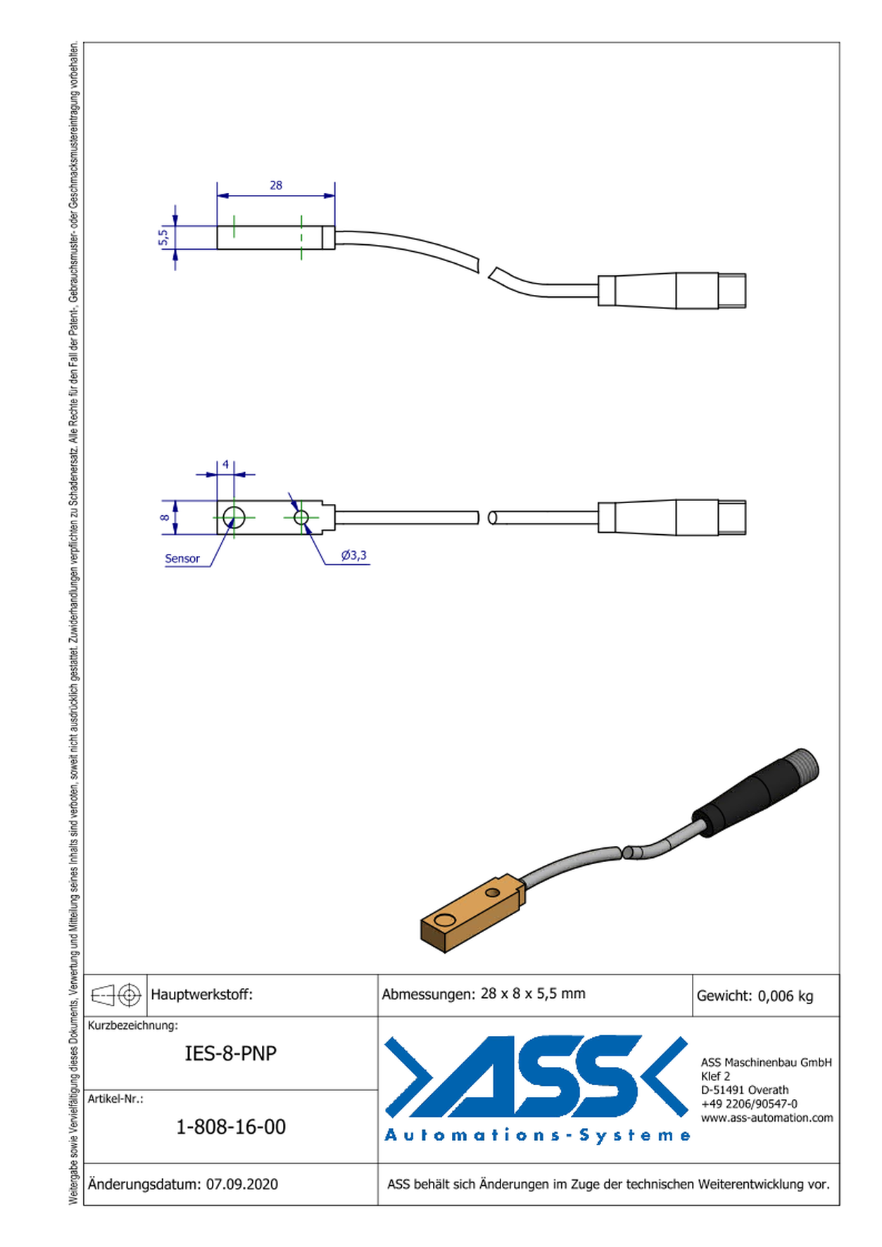 IES 8 PNP Sensor, with plug