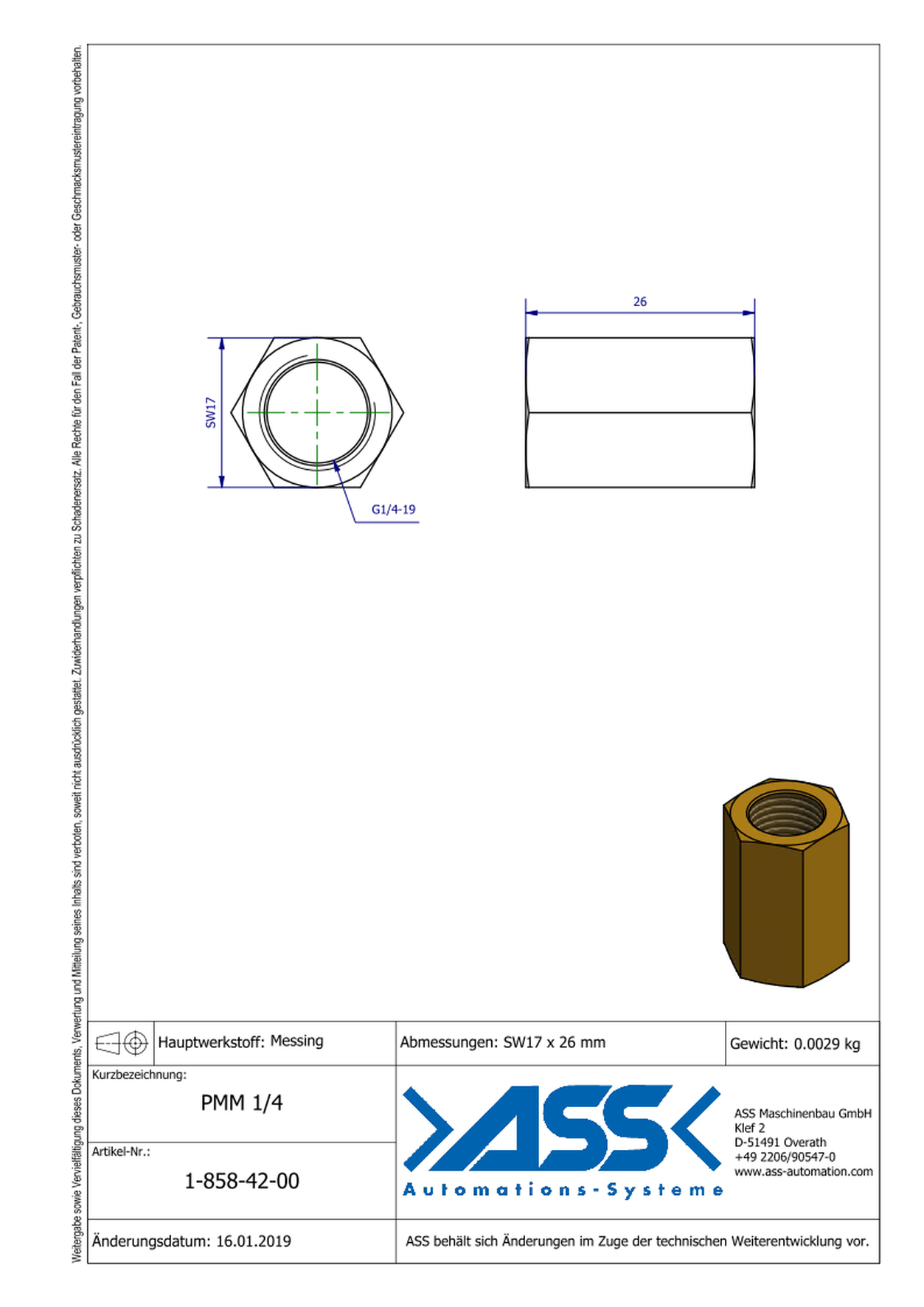 PMM 1/4 Thread Coupling