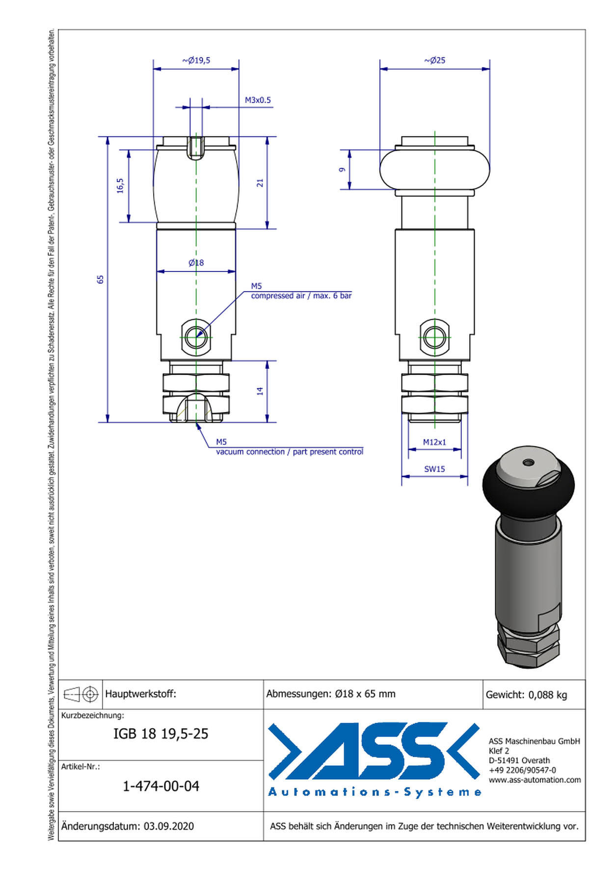 IGB 18 19,5-25 ID Gripper, Bellow